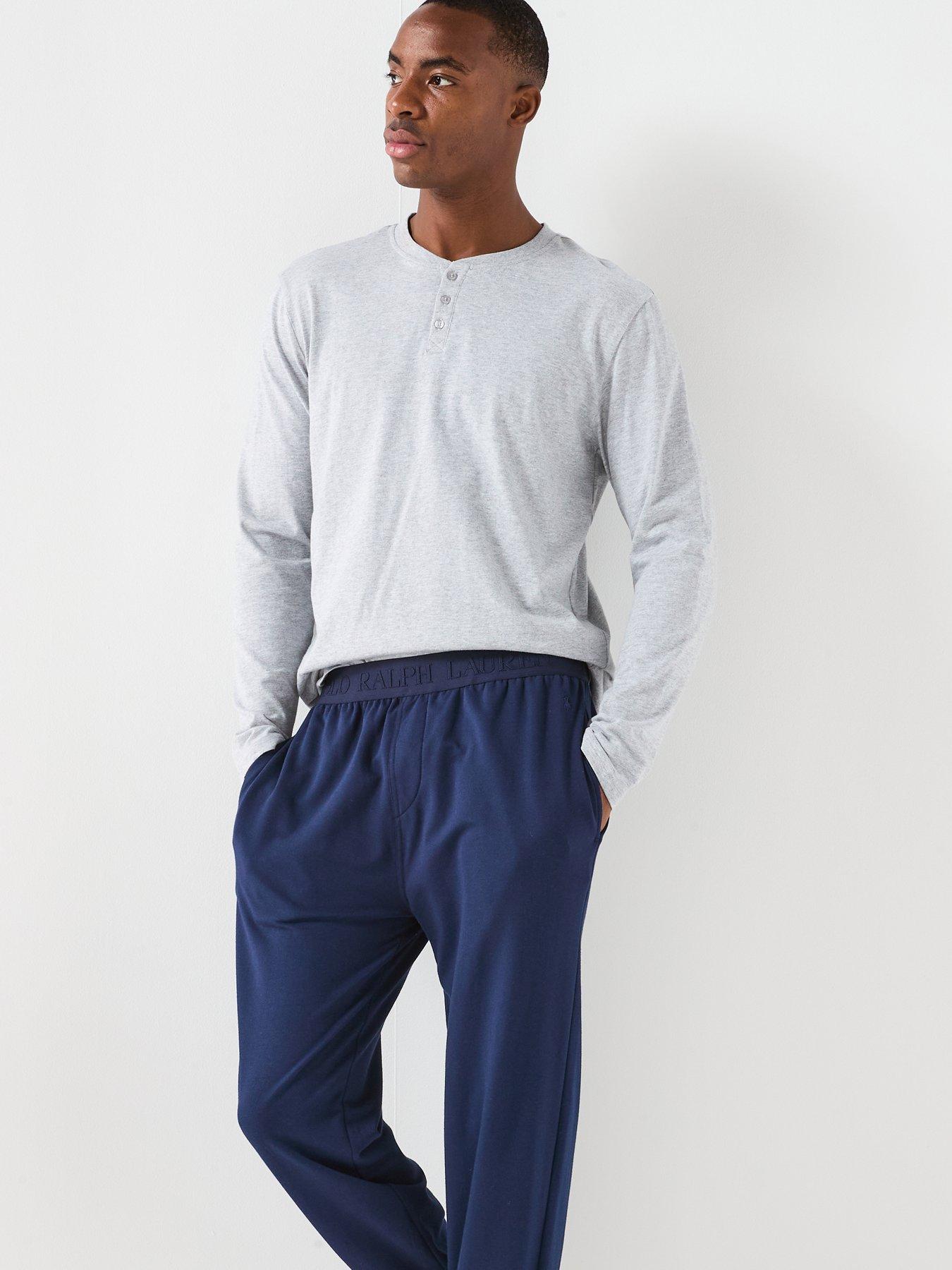 Image 4 of 6 of Polo Ralph Lauren Liquid Cotton Tonal Logo Loungewear Bottoms - Navy