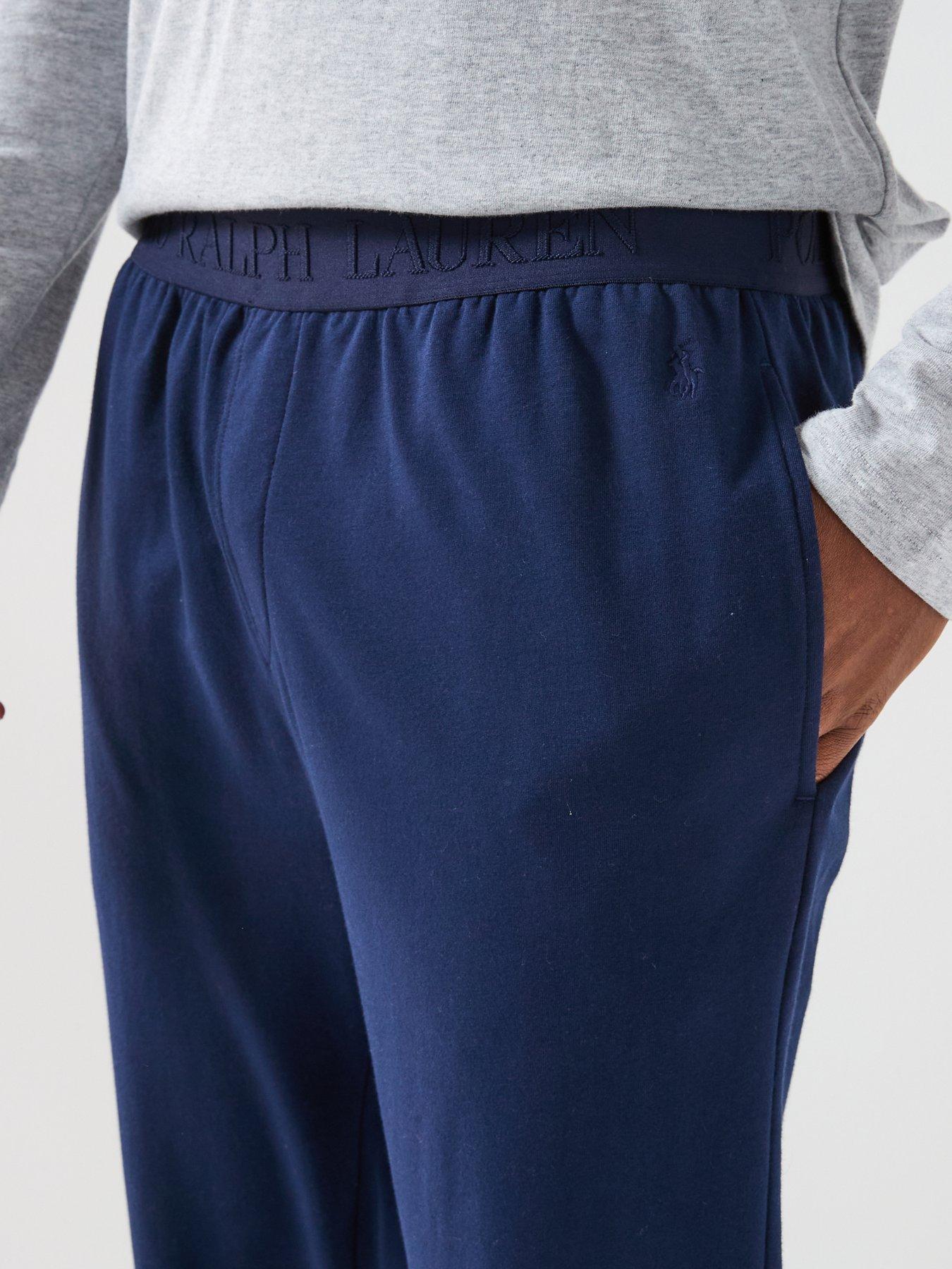 Image 5 of 6 of Polo Ralph Lauren Liquid Cotton Tonal Logo Loungewear Bottoms - Navy