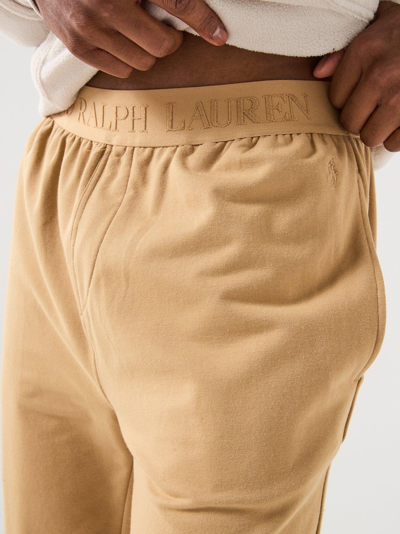 Image 6 of 6 of Polo Ralph Lauren Liquid Cotton Tonal Logo Loungewear Bottoms - Beige