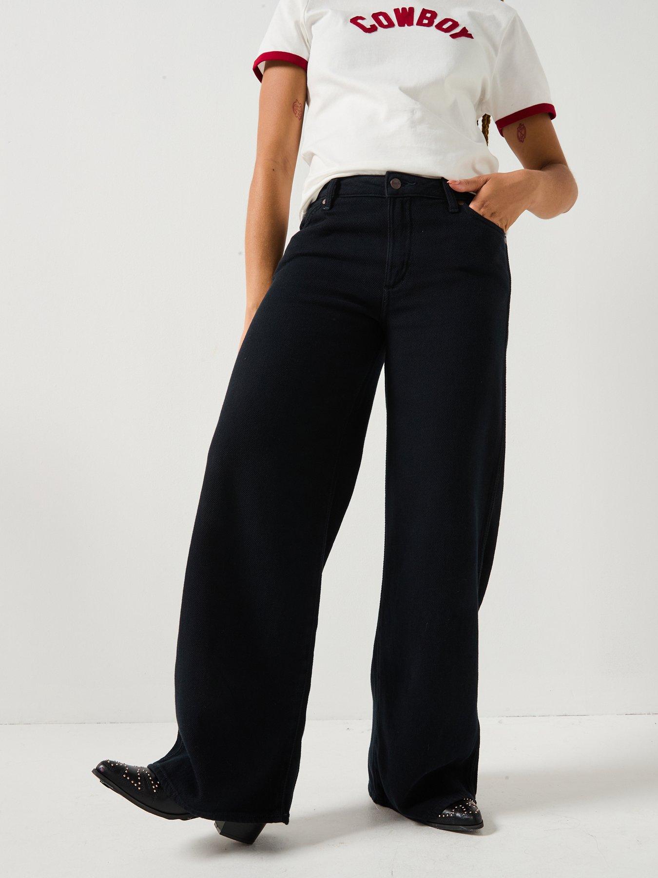 Wrangler World Wide Leg Jeans, Black, Size 30, Inside Leg 32, Women