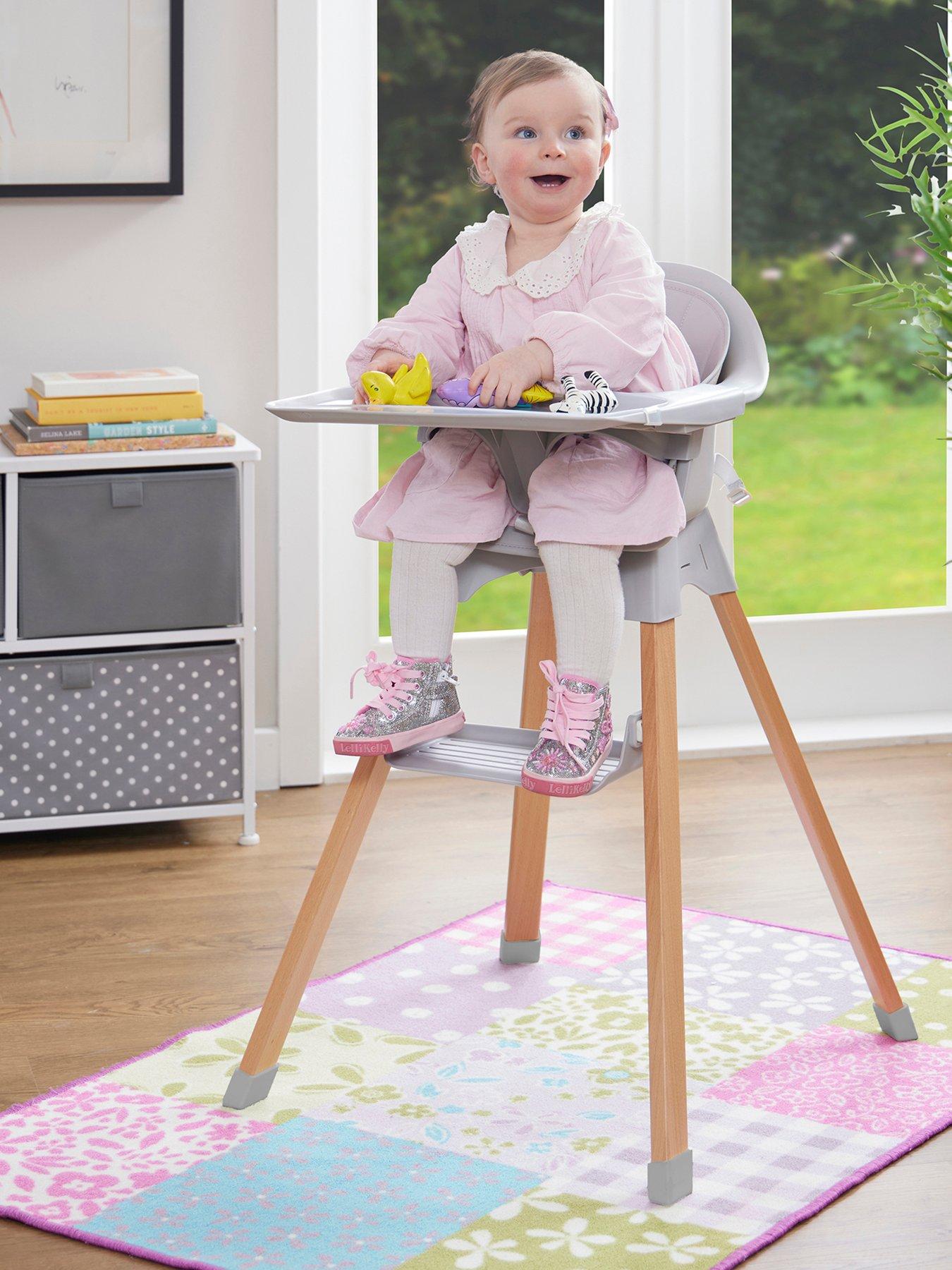 Liberty House Kids Nordic High Chair - grey and beechwood