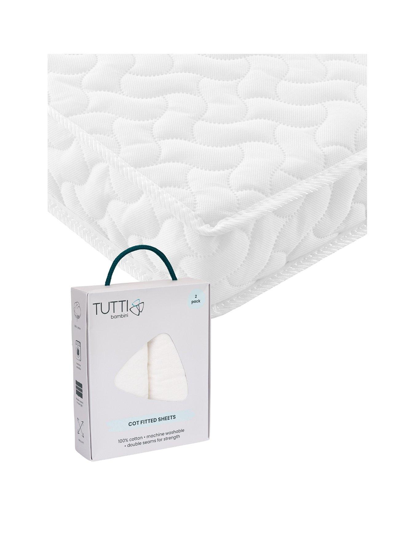 Image 1 of 5 of Tutti Bambini Pocket Sprung Cot Mattress (120 x 60cm) with FREE 2 Pack Essential White Fitted Sheets