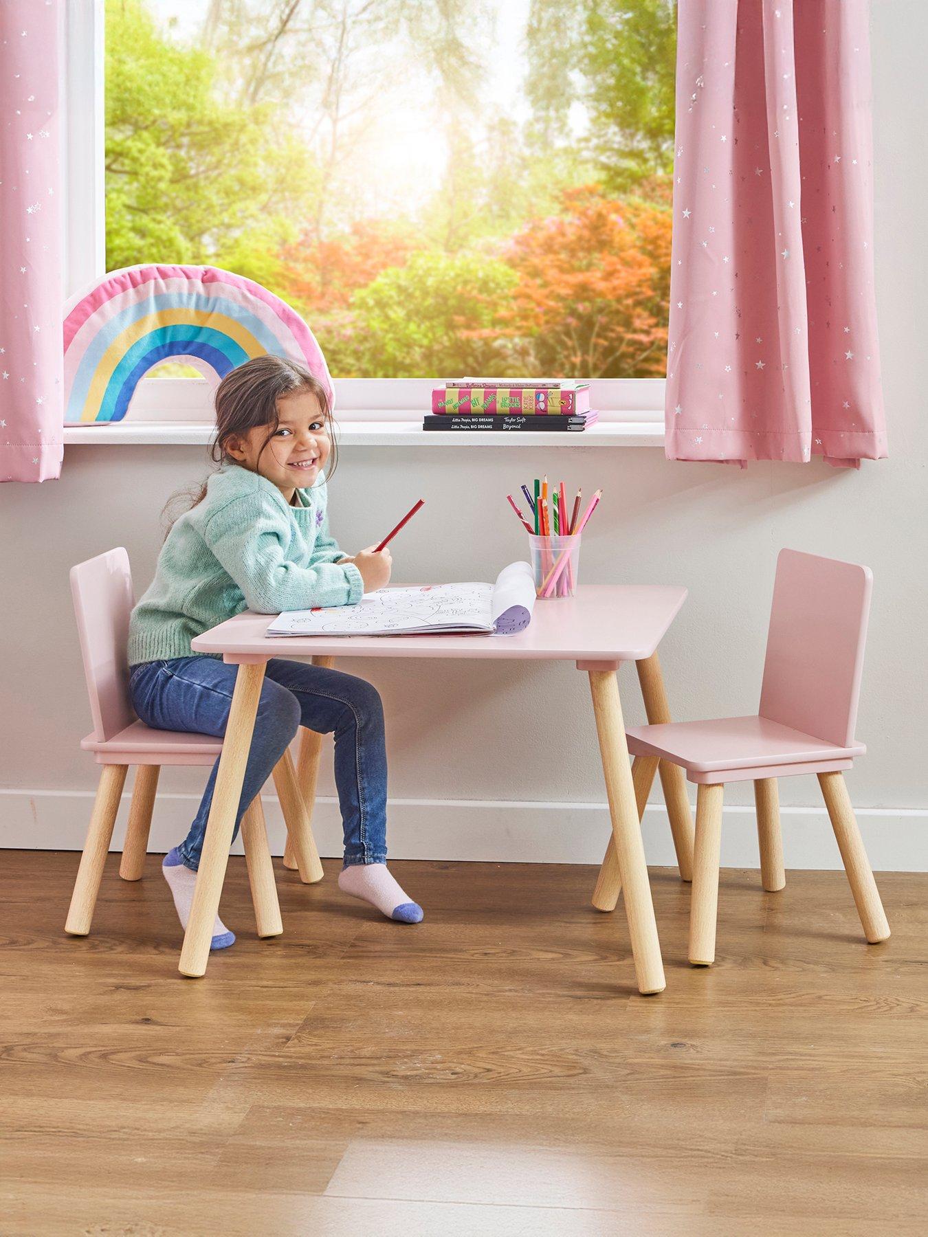 undefined Kids Table and Two Chairs Set Pink