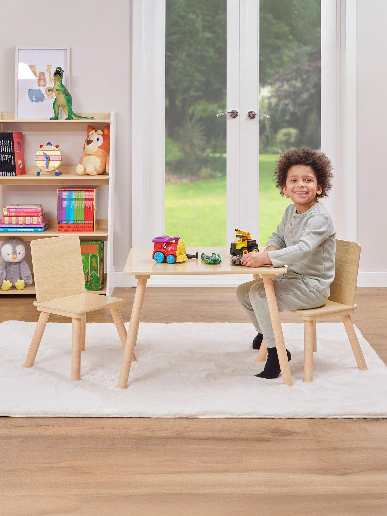 undefined Kids Table and Two Chairs Set Natural