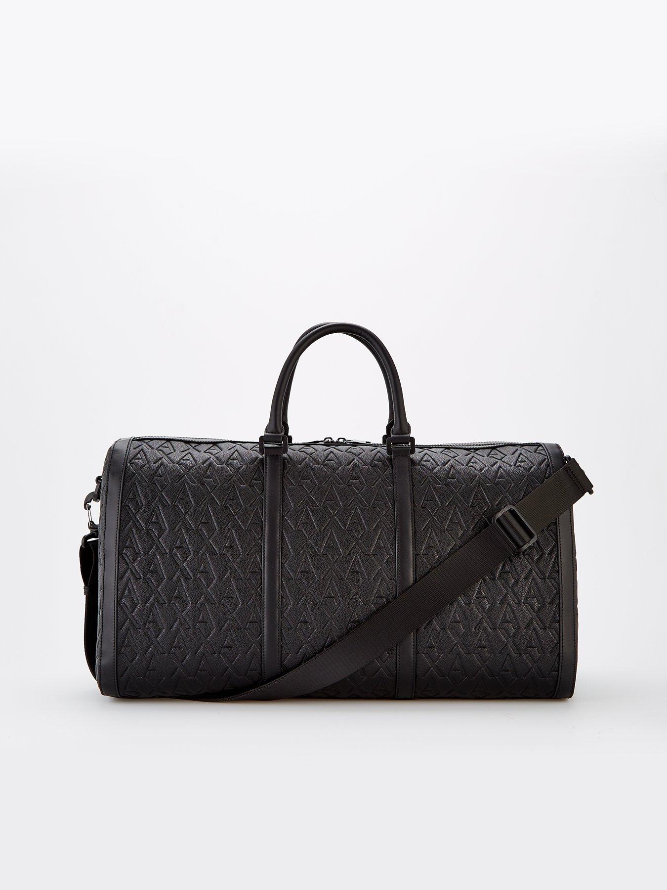 Armani Exchange Liam Monogram Pu Holdall Bag - Black