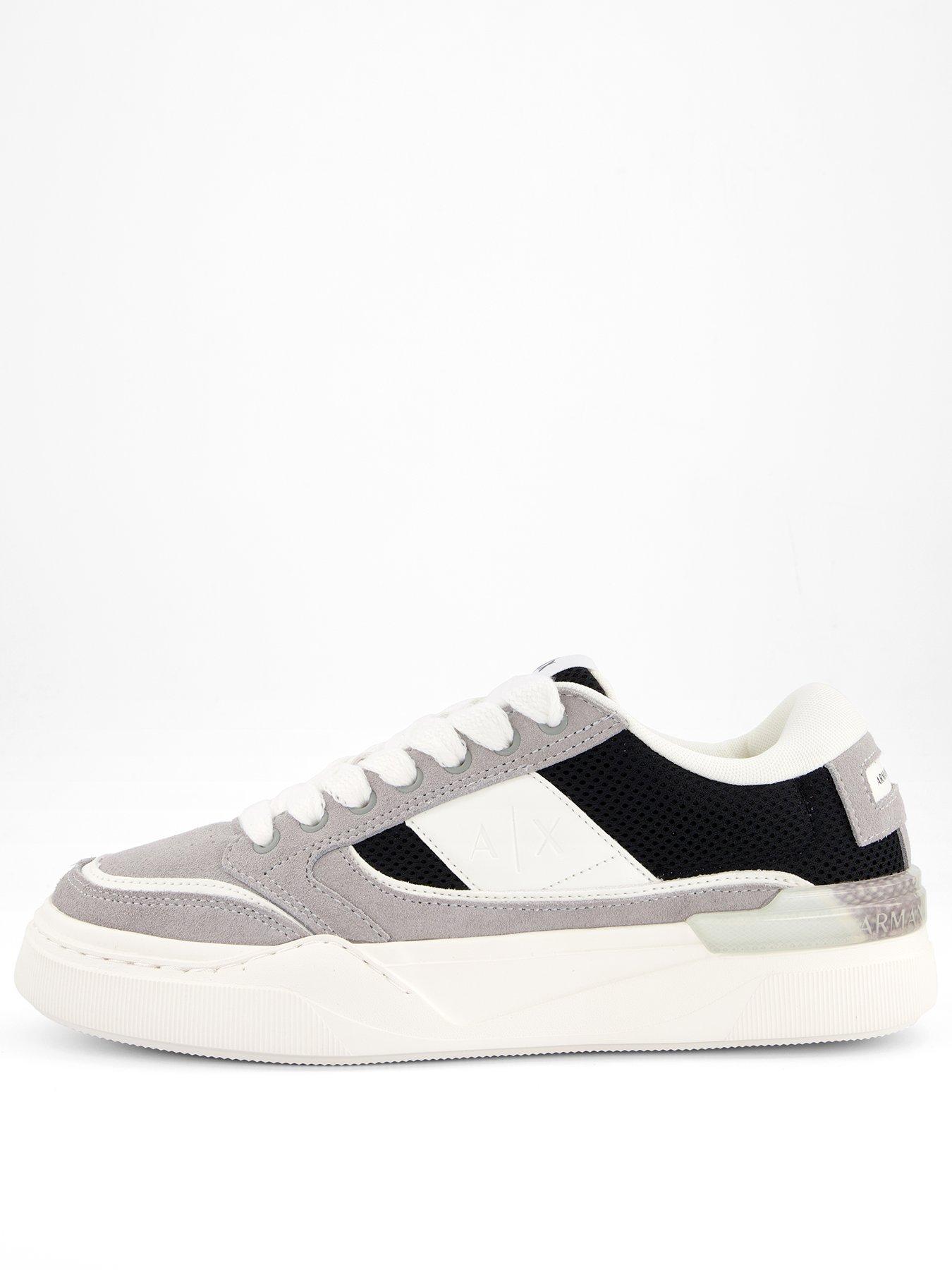 Armani Exchange Flick Pu & Suede Cupsole Trainers, Grey, Size 6, Men