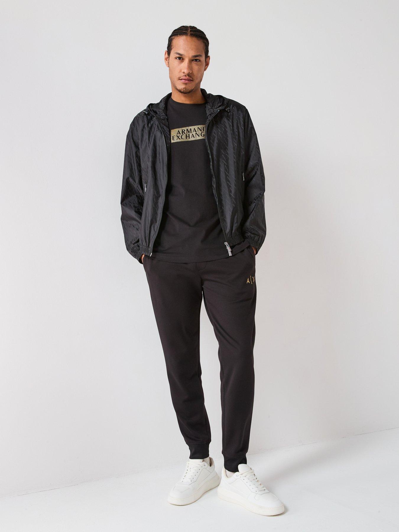 Image 3 of 6 of Armani Exchange All Over Monogram Lightweight Jacket - Black
