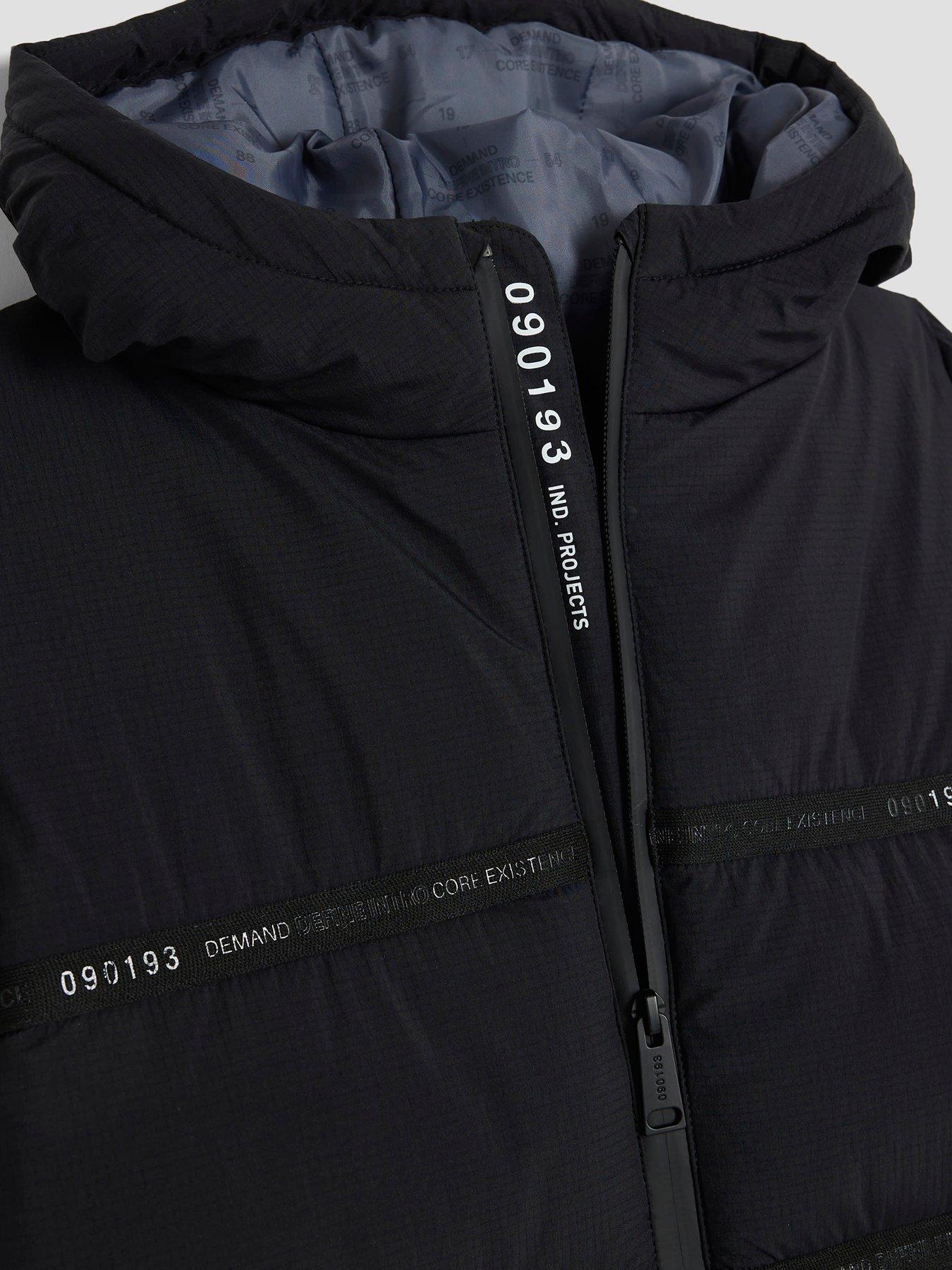 Image 5 of 5 of River Island Older Boys Hooded Heavyweight Puffer Jacket - Black