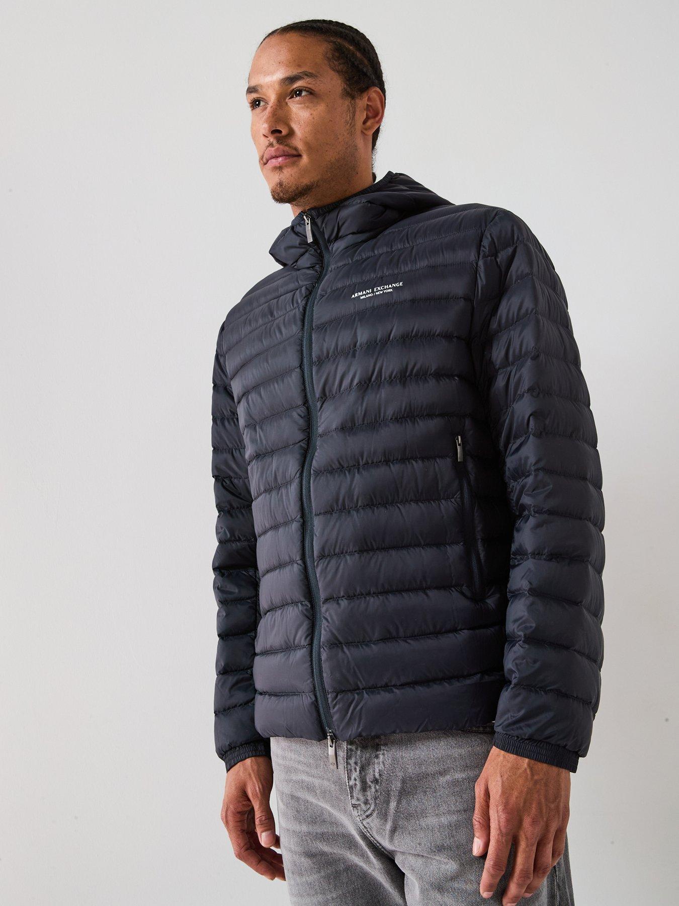 Armani Exchange Padded Hooded Jacket, Navy, Size M, Men