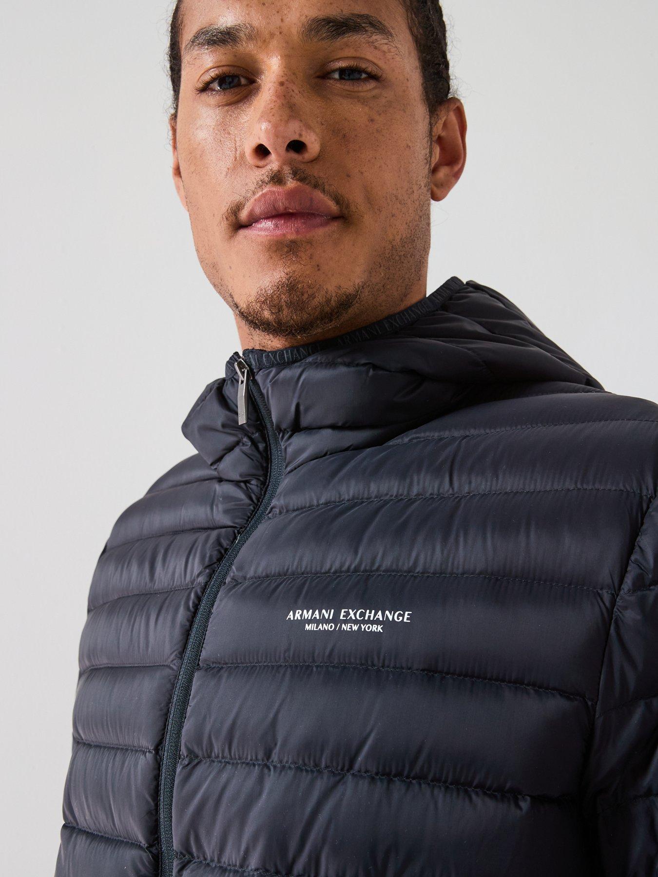 Armani Exchange Padded Hooded Jacket - Navy | Very