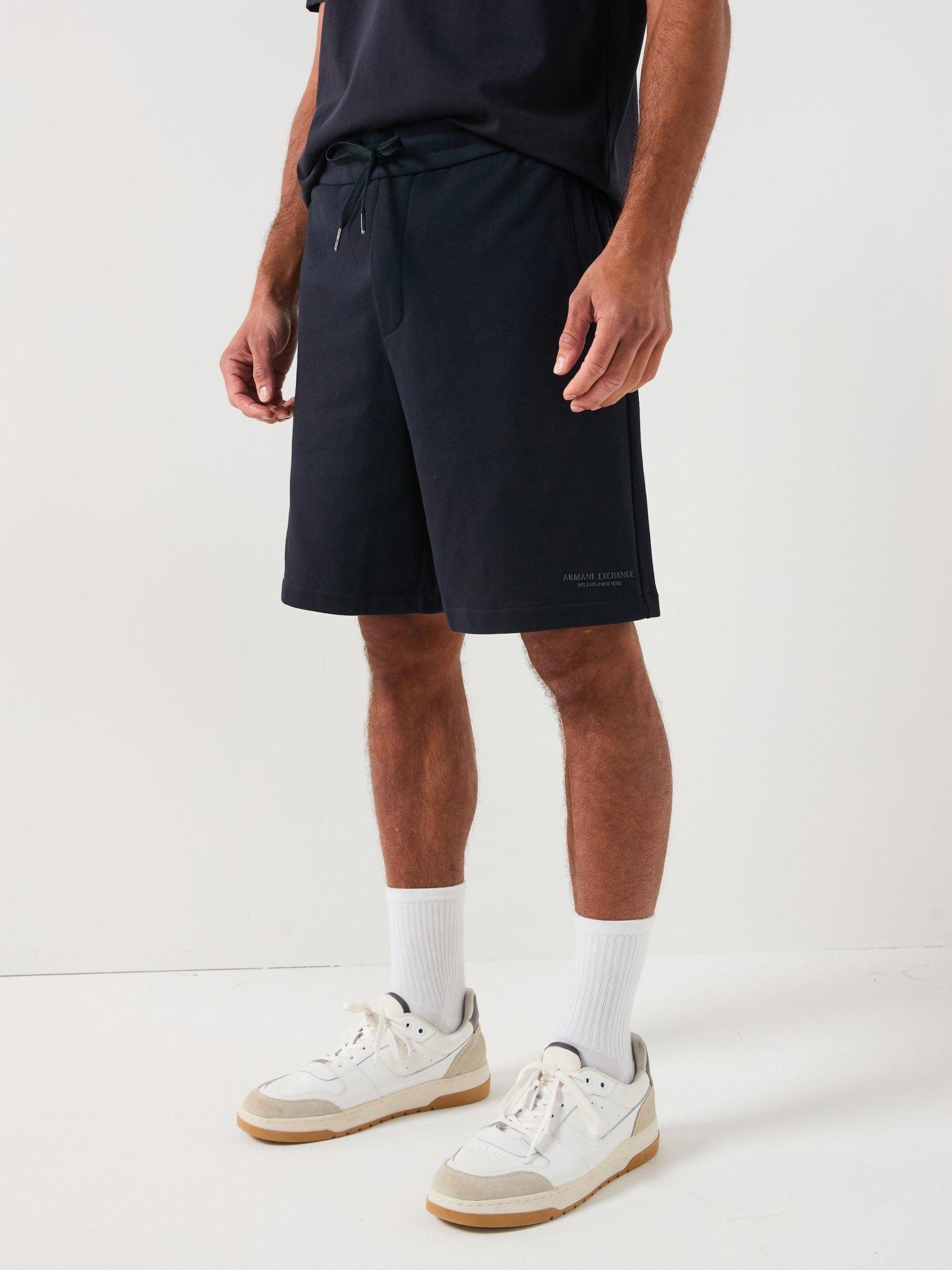 Image 1 of 6 of Armani Exchange 3D Ny Milan Logo Sweat Shorts - Navy