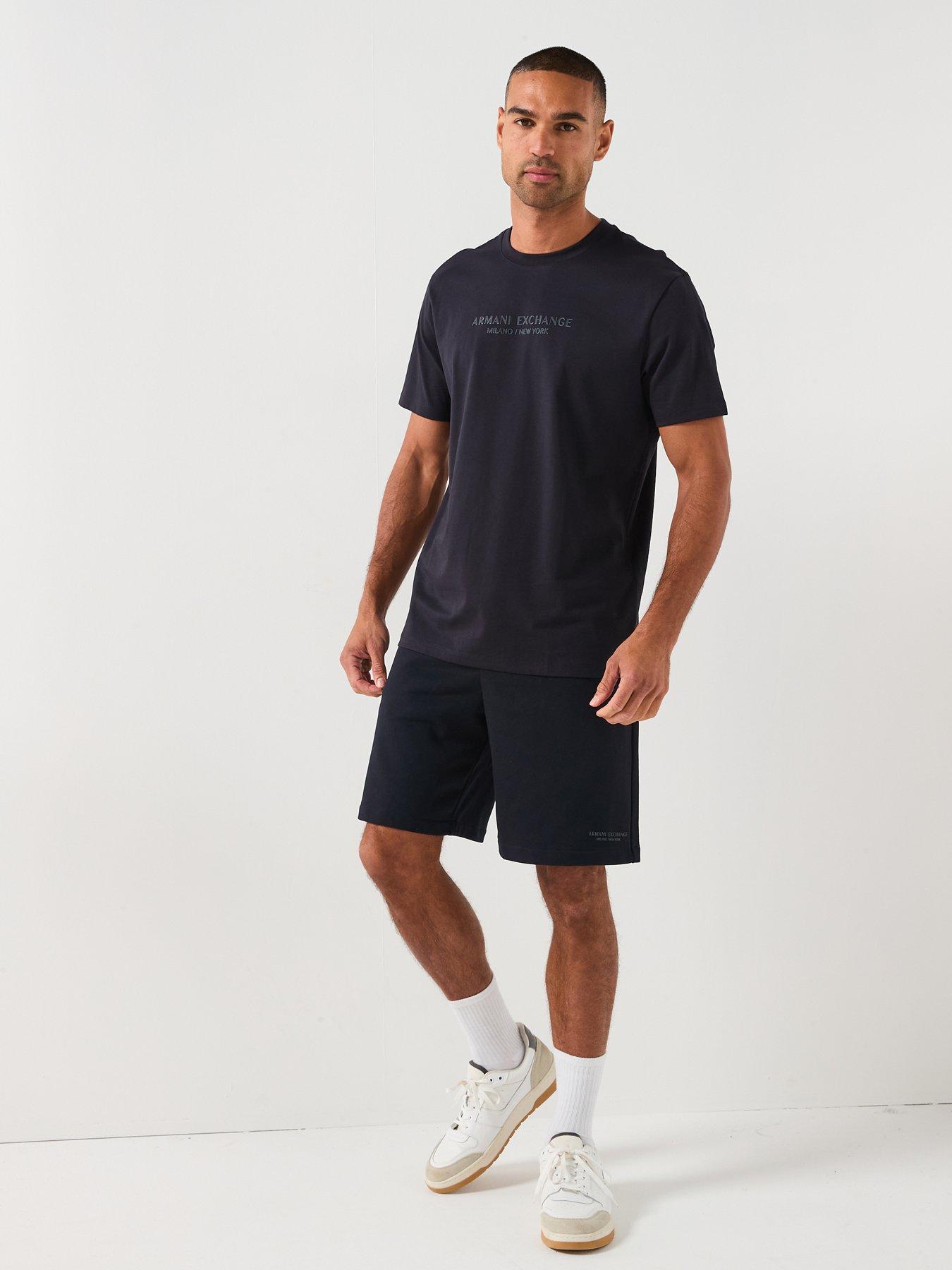 Image 3 of 6 of Armani Exchange 3D Ny Milan Logo Sweat Shorts - Navy
