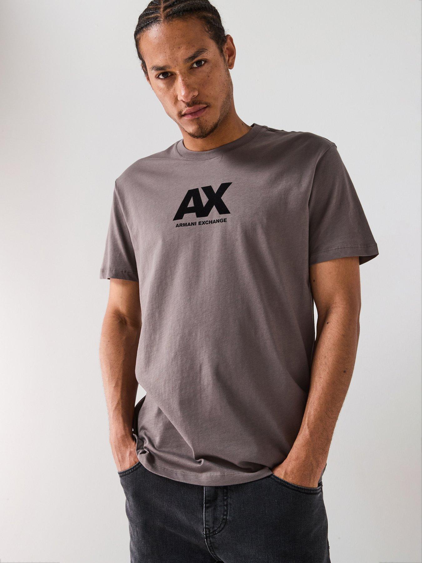 Armani Exchange Ax Flocked Logo T-Shirt - Grey