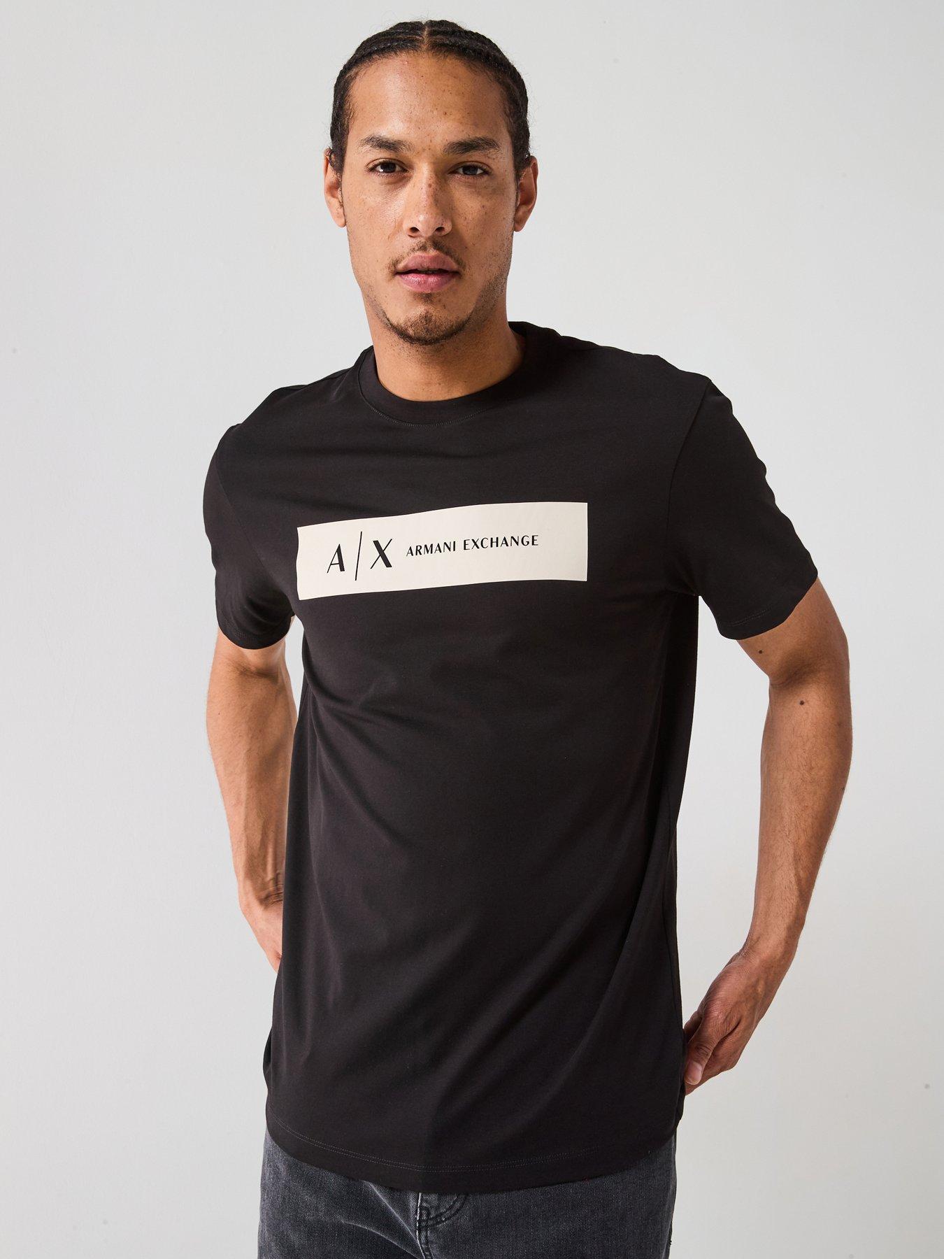 Armani Exchange Ax Flocked Logo T-Shirt - Black