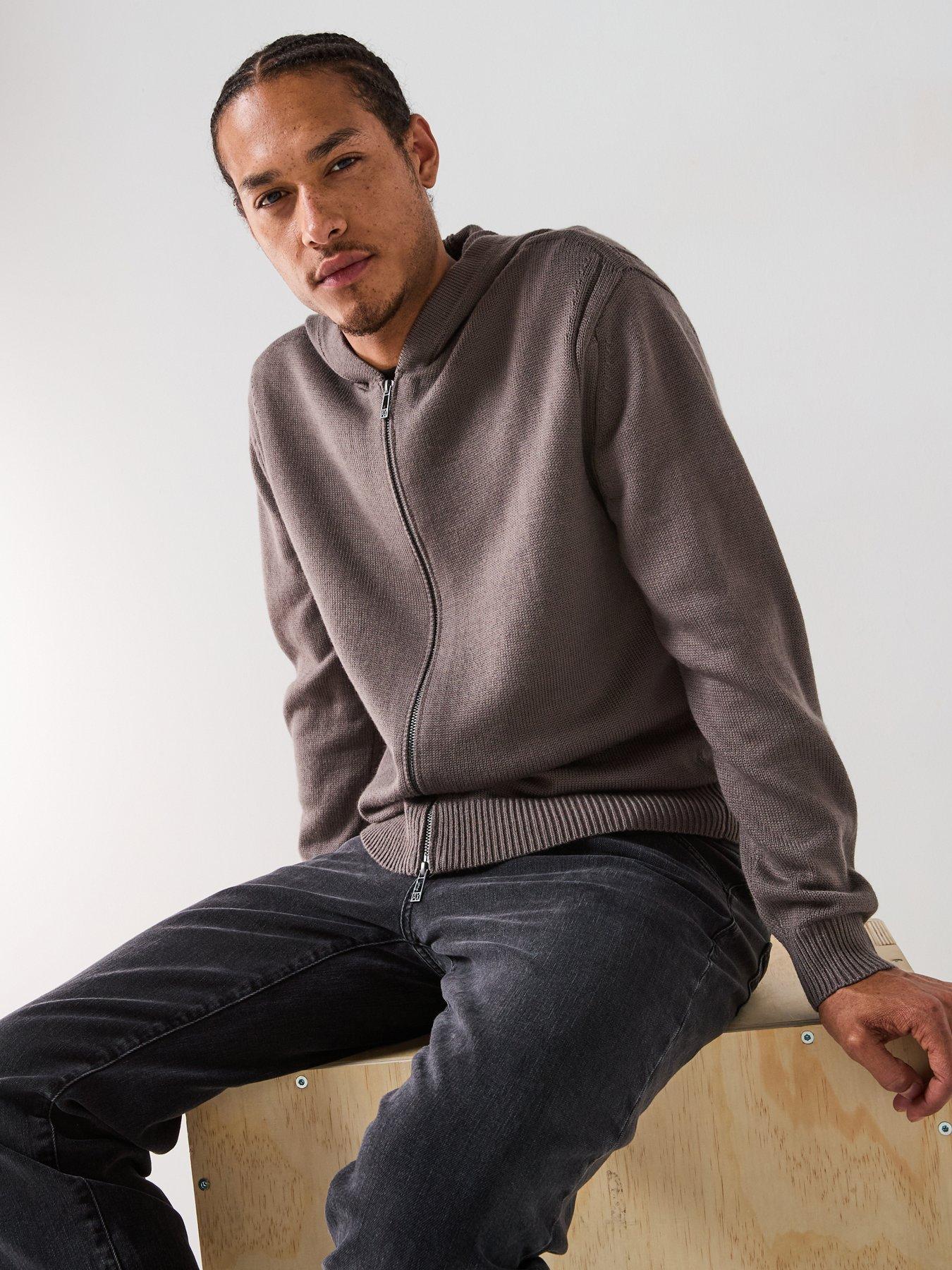 Armani Exchange Hooded Knitted Cardigan - Grey