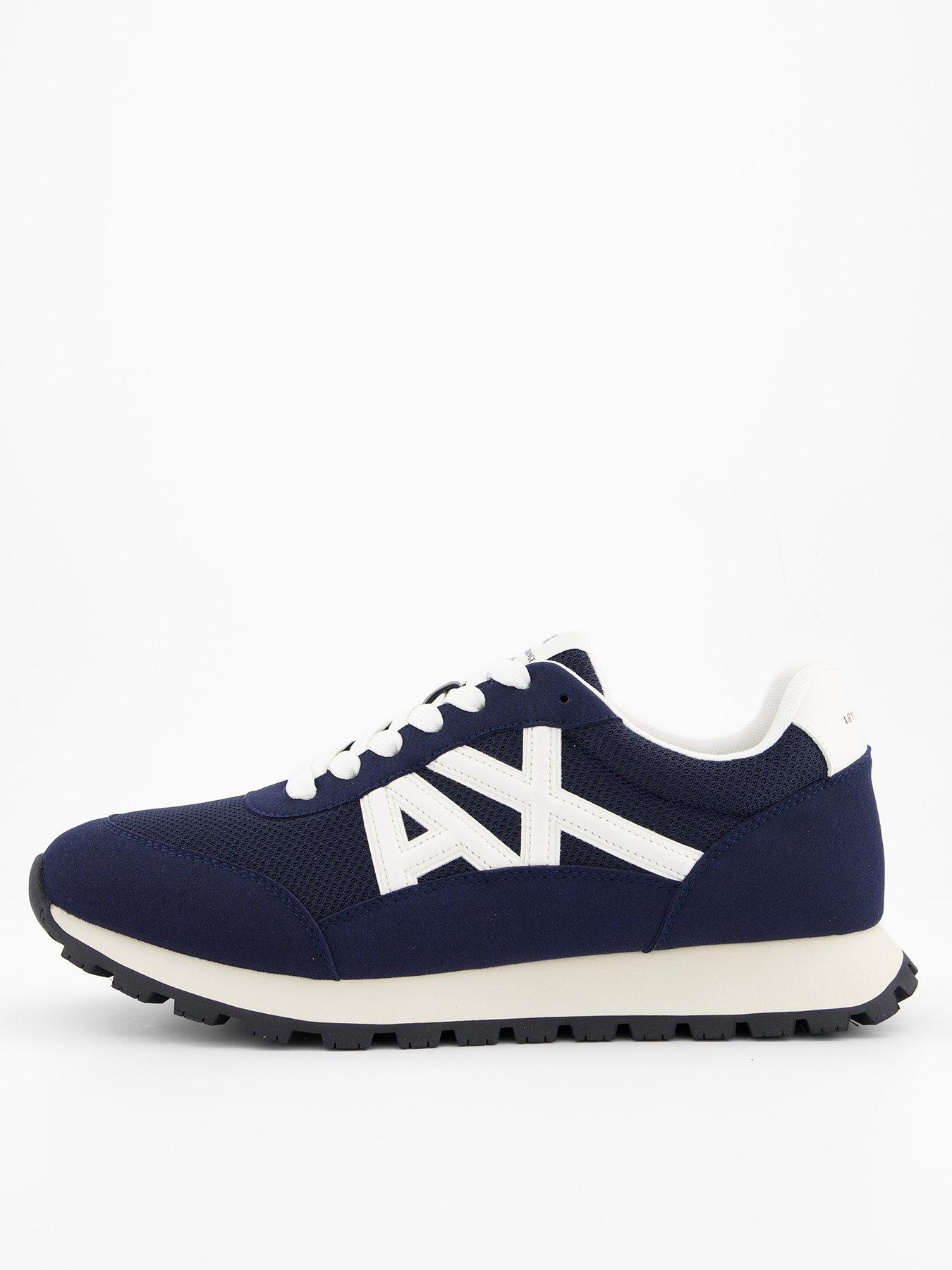 undefined Drop Logo Suede Runner Trainers - Navy