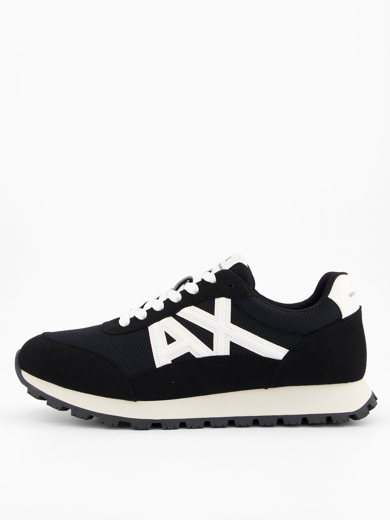 Armani Exchange Drop Logo Suede Runner Trainers - Black