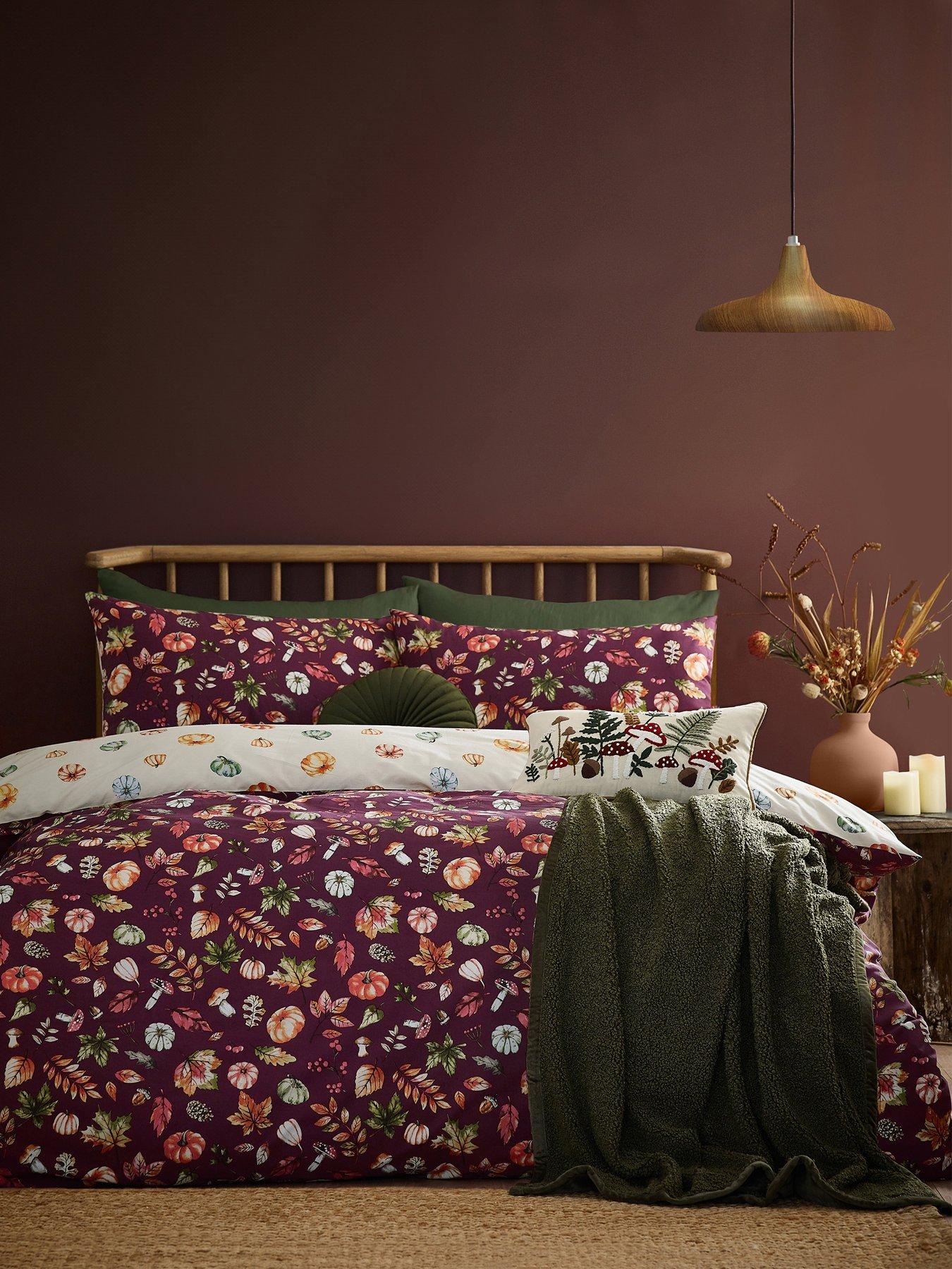 Catherine Lansfield Autumn Pumpkins Duvet Set - Plum