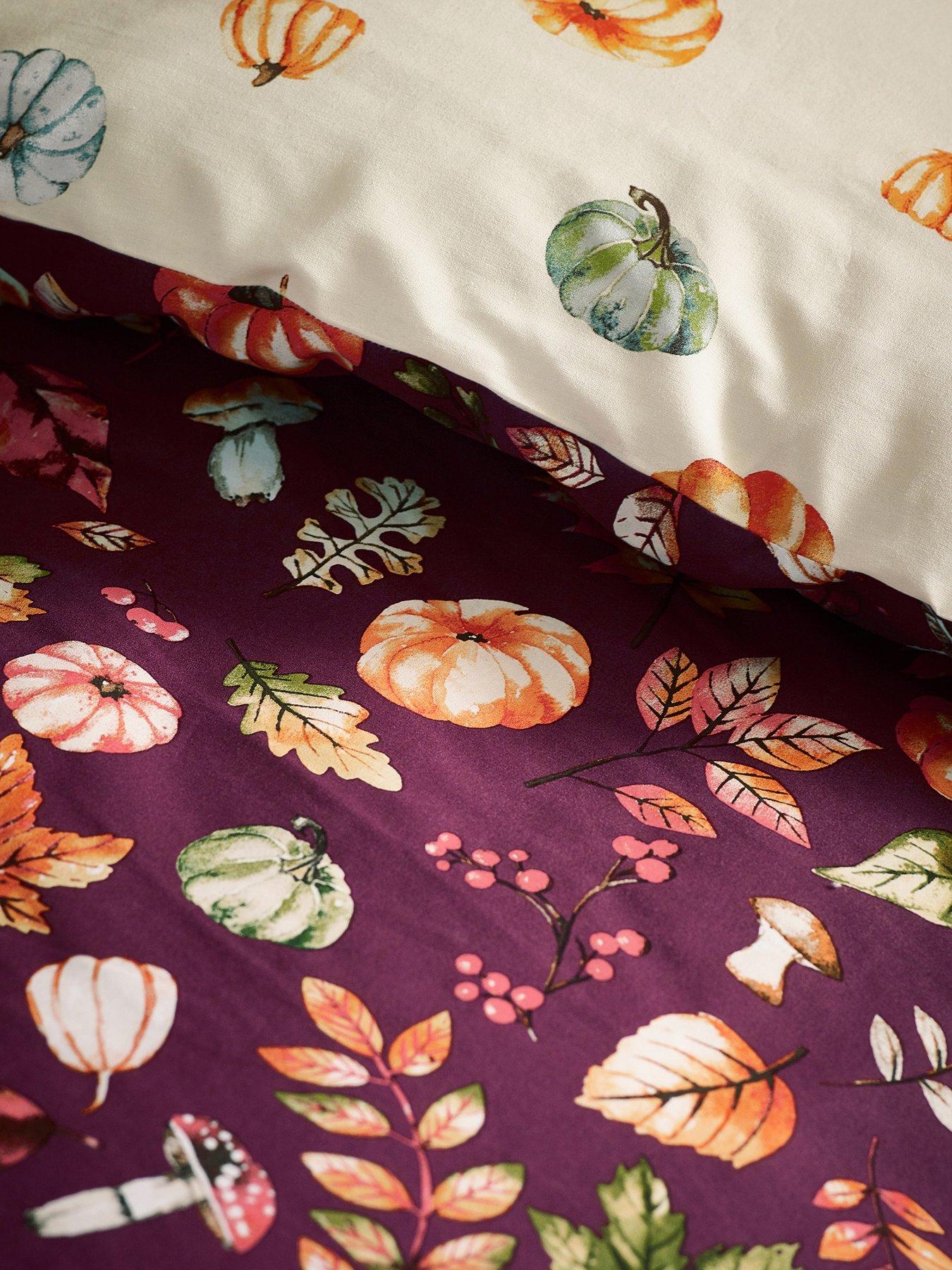 Image 6 of 6 of Catherine Lansfield Autumn Pumpkins Duvet Set - Plum