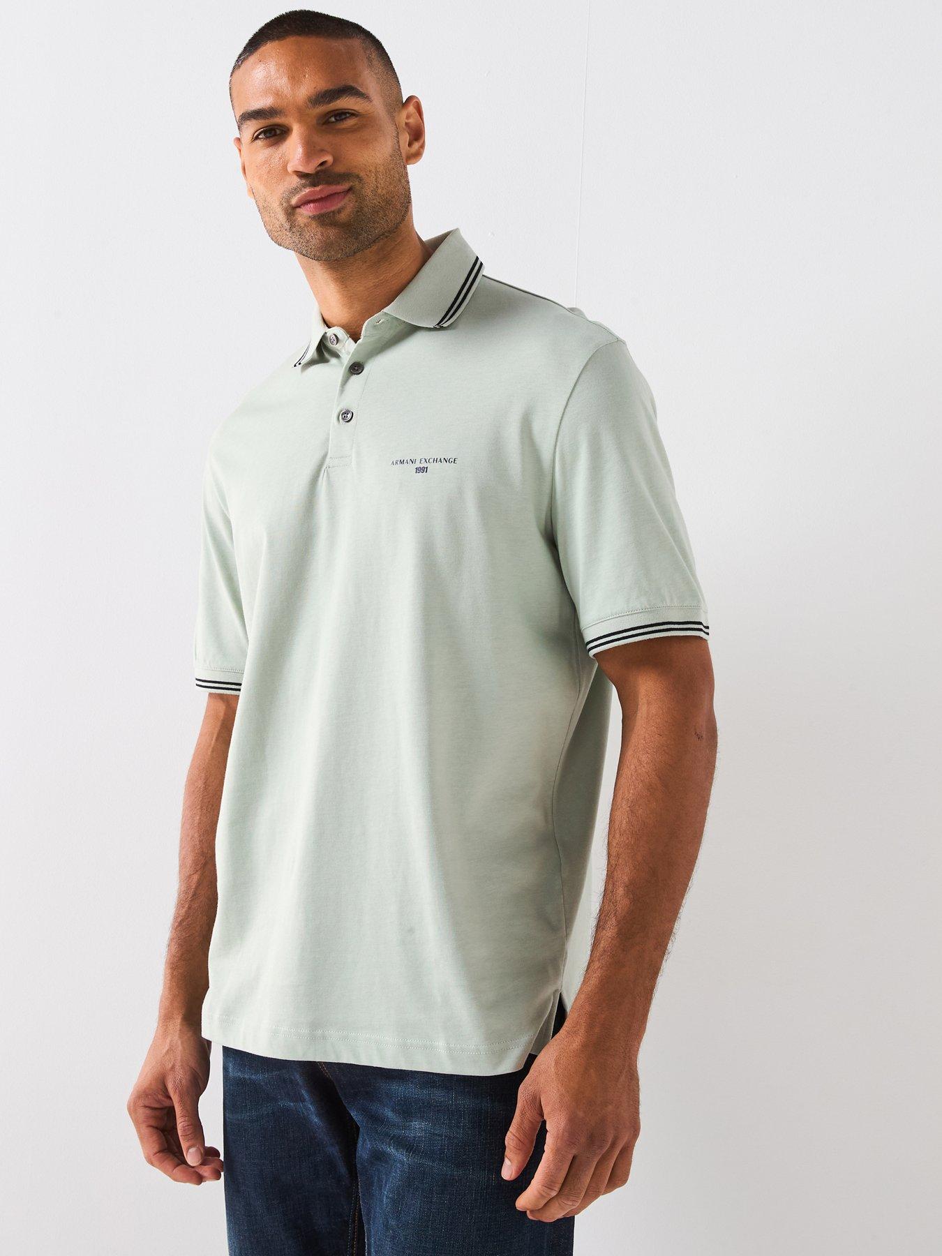 Armani Exchange Interlock Short Sleeve Tipped Polo Shirt - Light Green