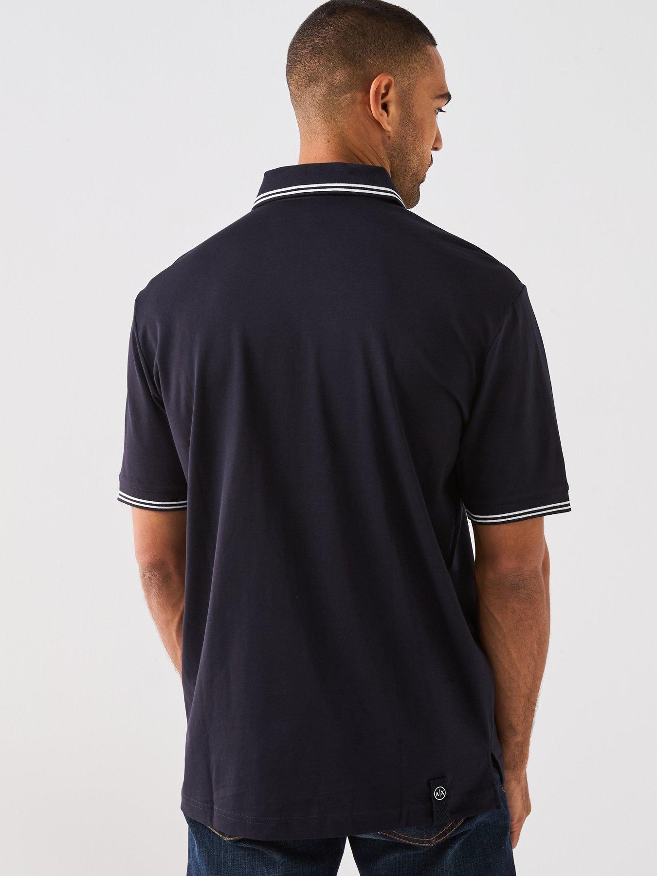 Image 2 of 5 of Armani Exchange Interlock Short Sleeve Tipped Polo Shirt - Navy