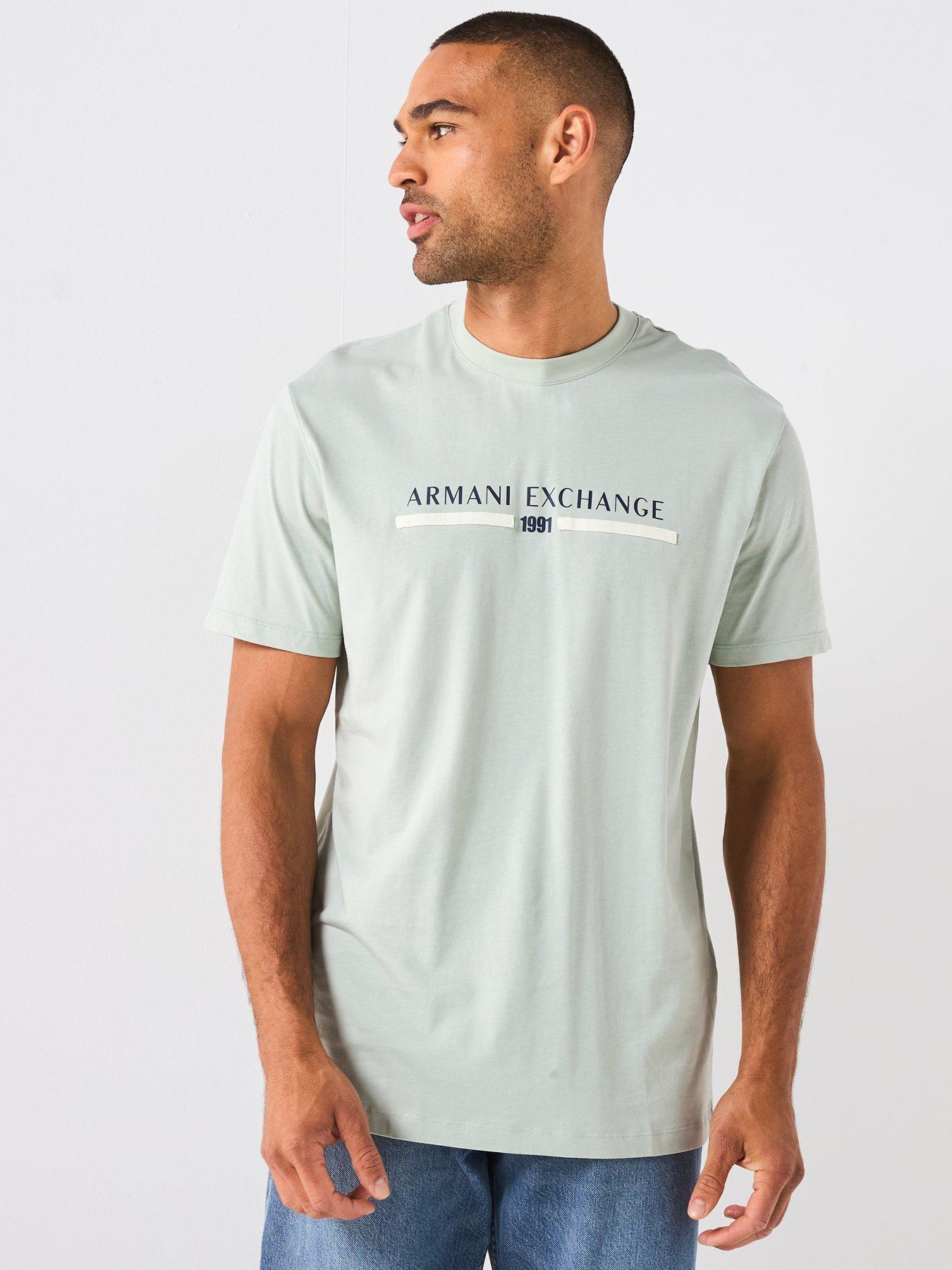 Armani Exchange Linear Chest Logo T-Shirt - Light Green