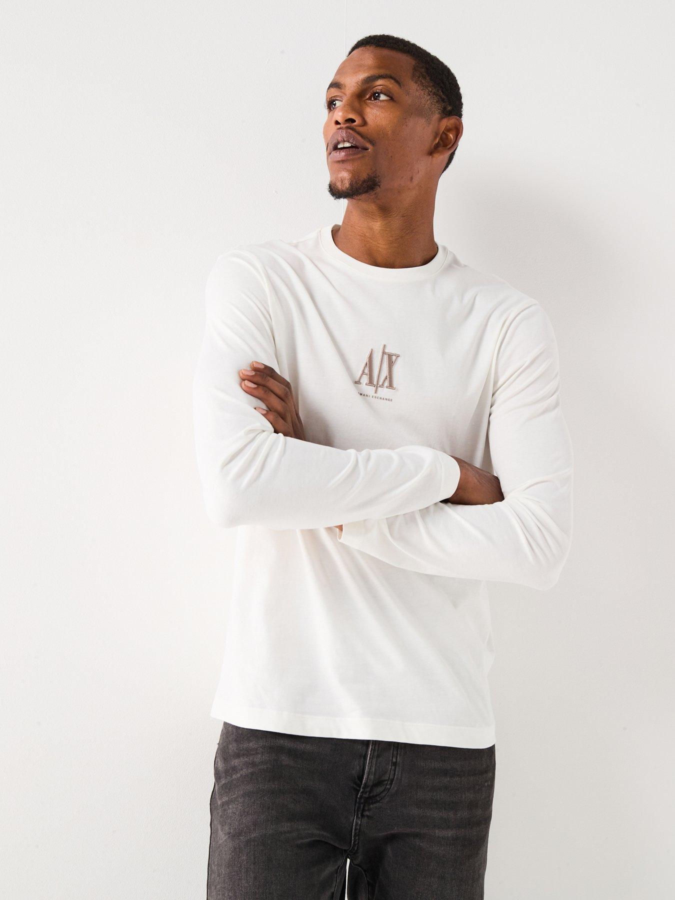 Armani Exchange Icon Project Crew Neck Long Sleeve T-Shirt - Off White