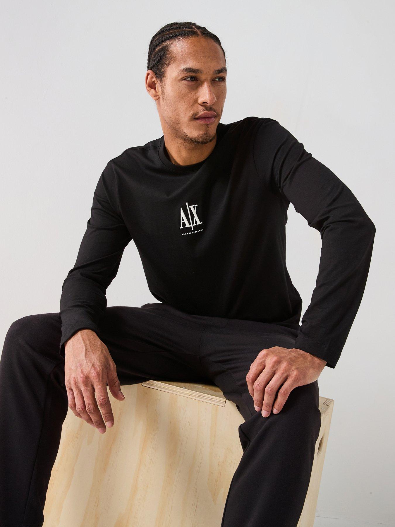Armani Exchange Icon Project Crew Neck Long Sleeve T-Shirt - Black