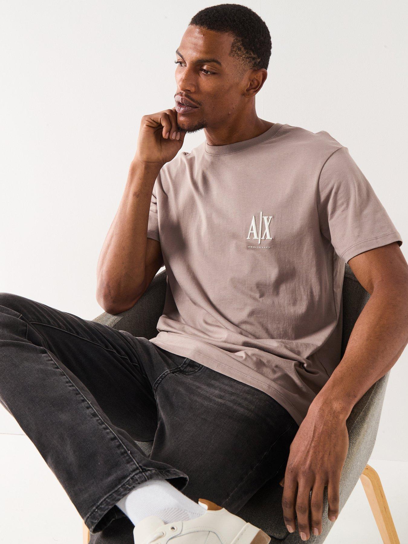 Image 1 of 6 of Armani Exchange Icon Project Left Chest Logo T-Shirt - Beige