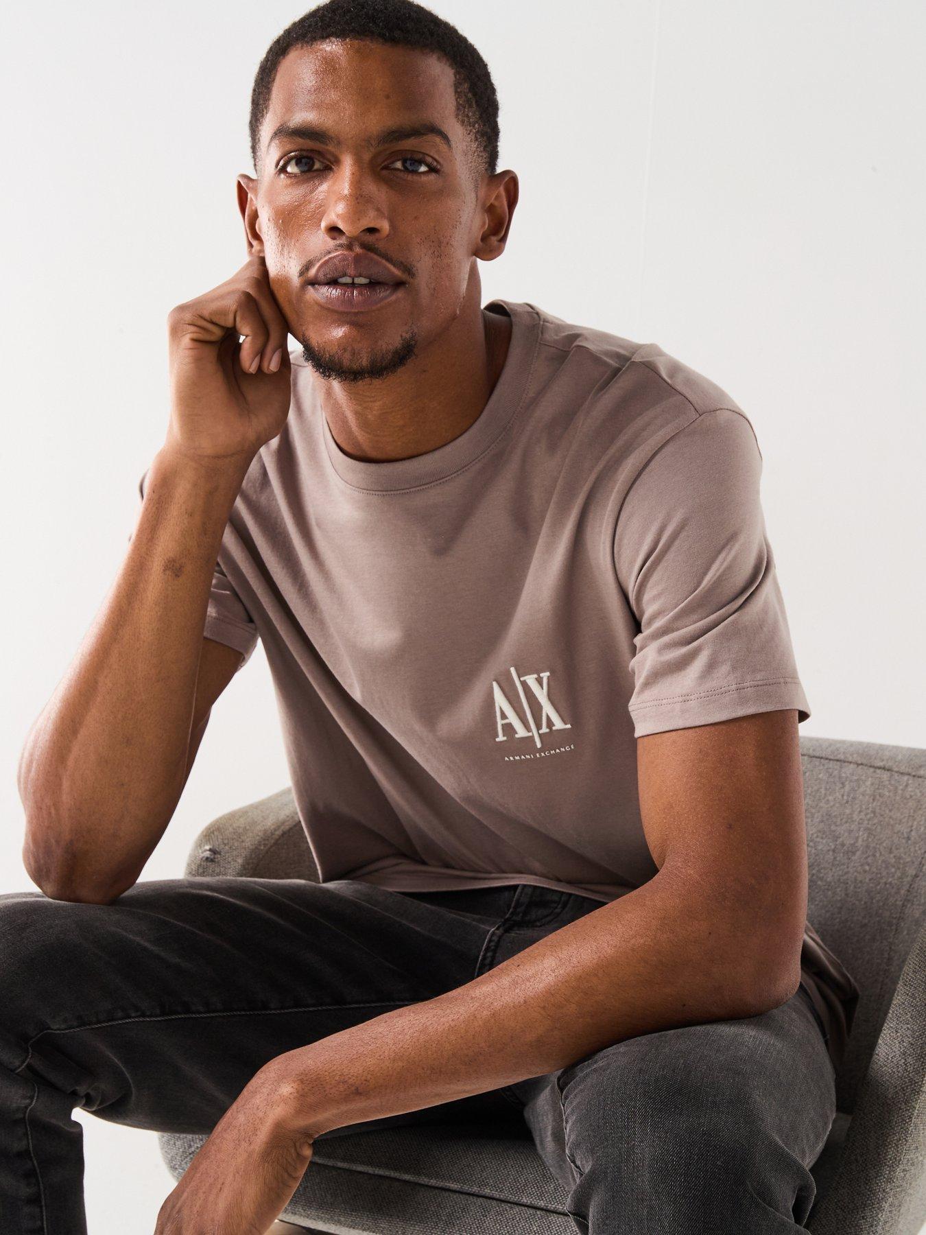 Image 4 of 6 of Armani Exchange Icon Project Left Chest Logo T-Shirt - Beige