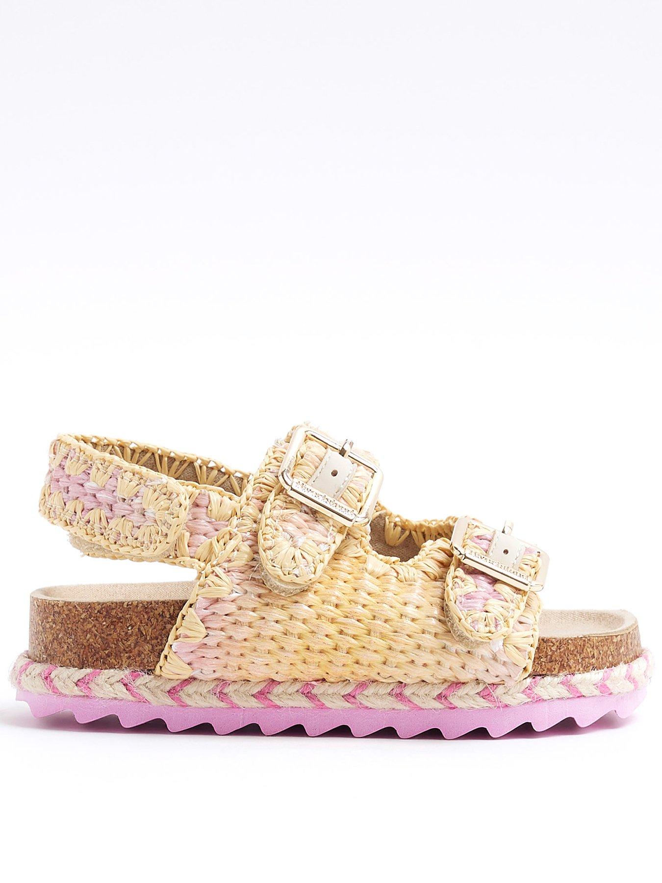River Island Mini Girls Ombre Raffia Sandals - Pink