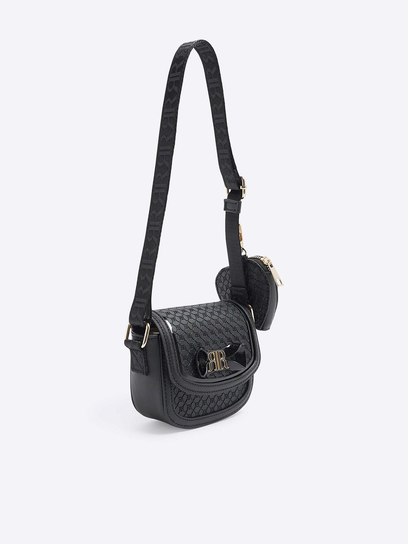 undefined Older Girls Embossed Bow Cross Body Bag - Black