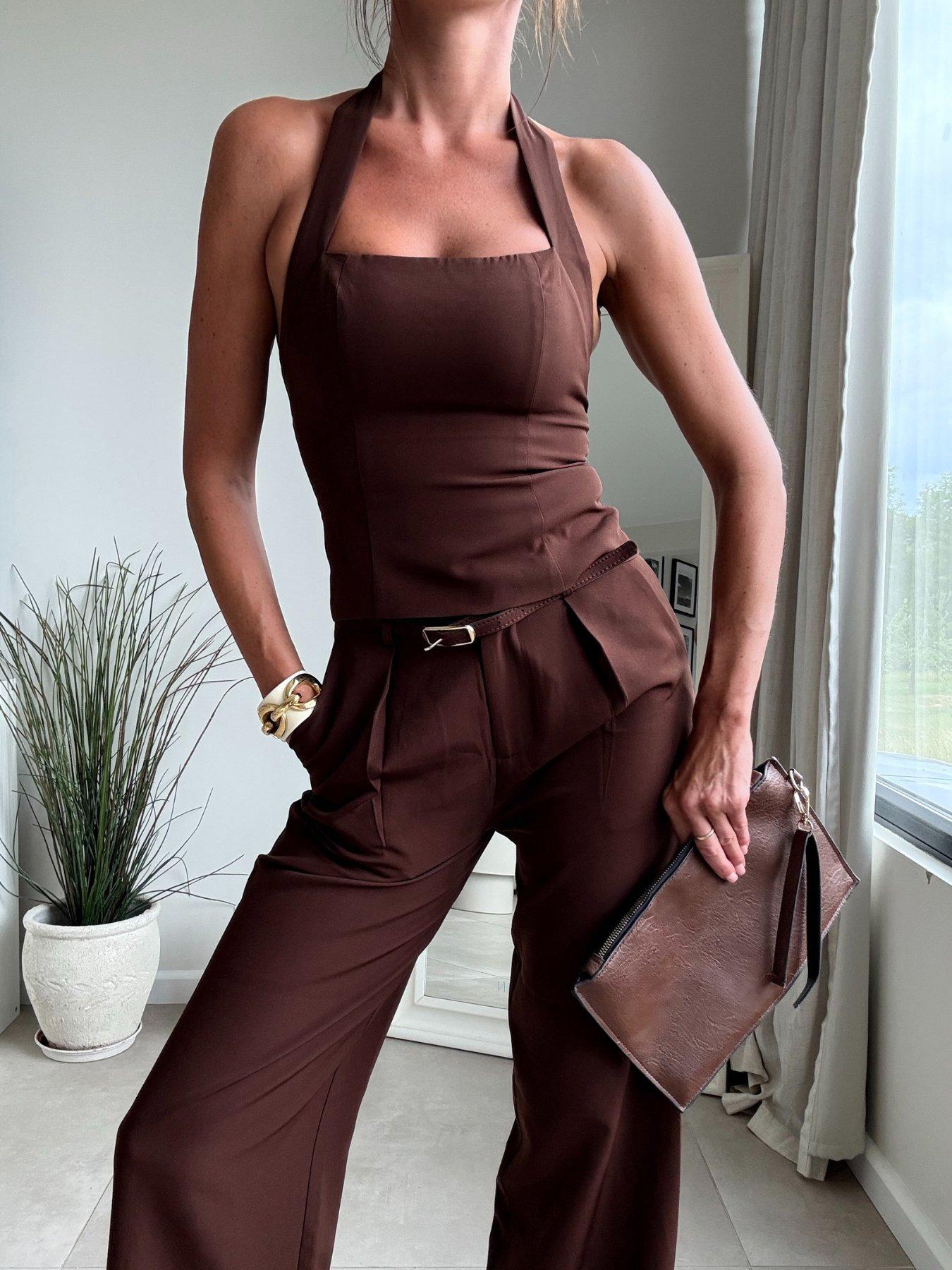 undefined Compact Halter Top - Brown