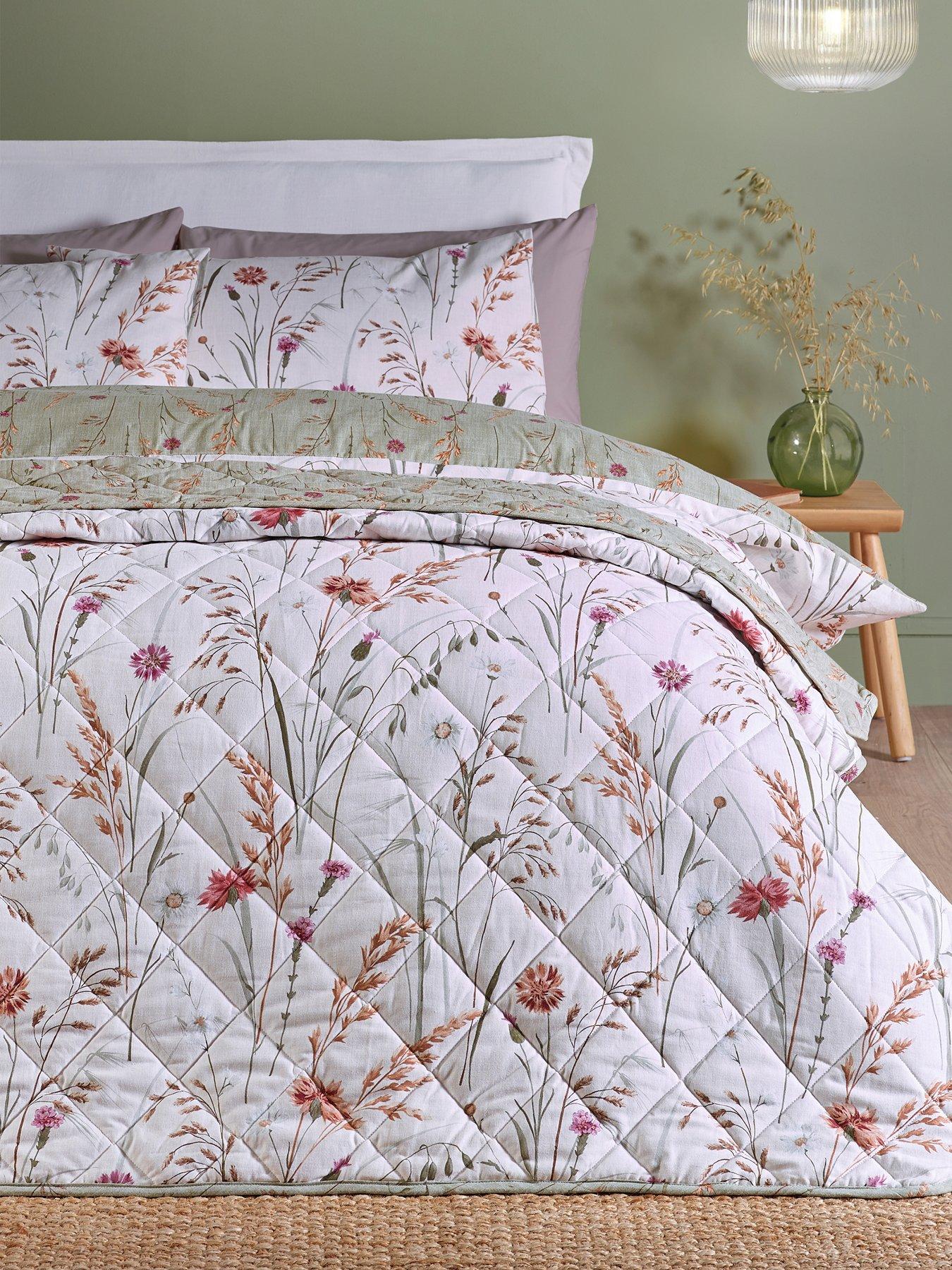 Image 1 of 5 of Catherine Lansfield Brushed Cotton Cotton Grasmere Floral Bedspread 200x220cm