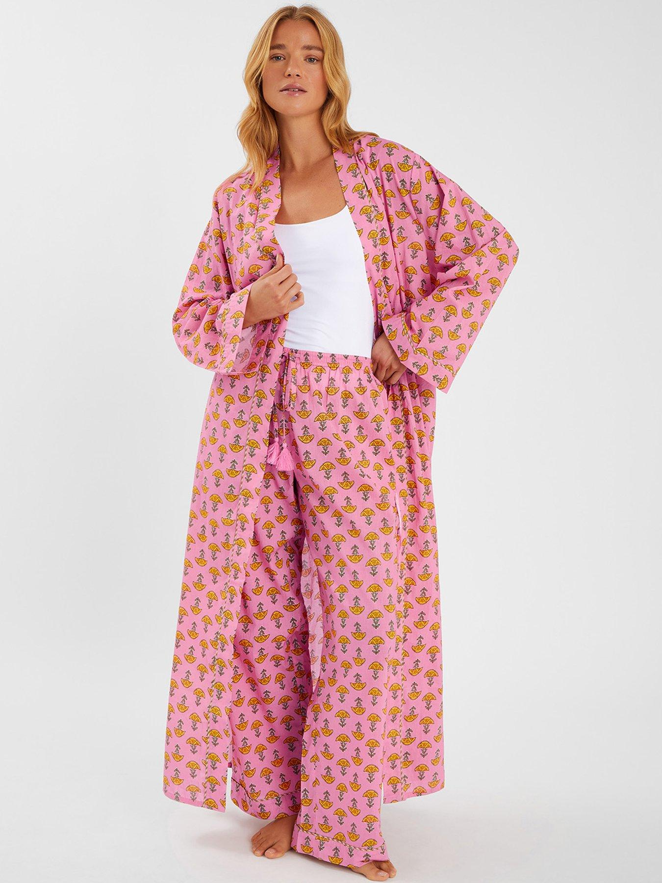 undefined Marigold Print Dressing Gown - Pink