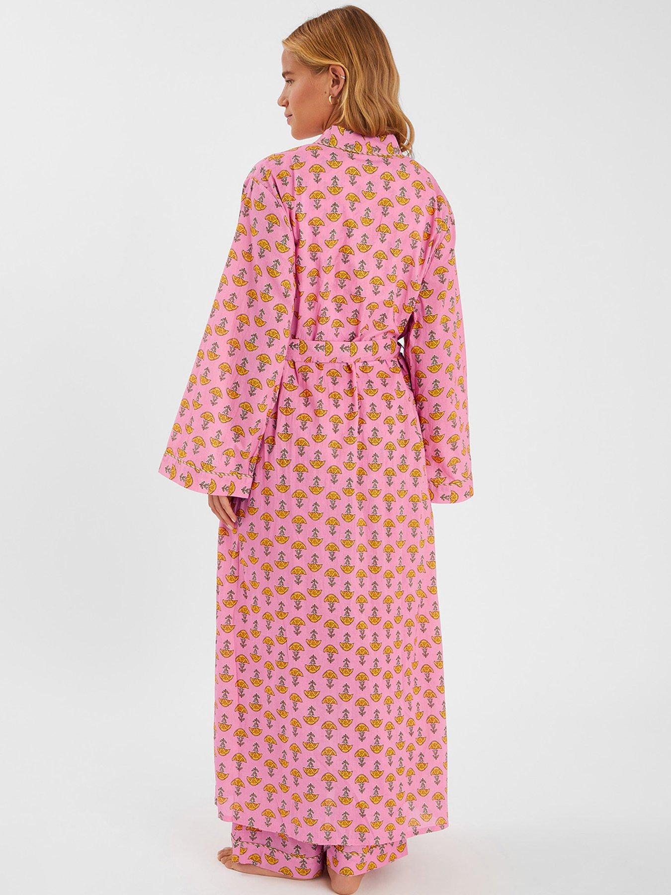 Image 2 of 4 of Accessorize Marigold Print Dressing Gown - Pink
