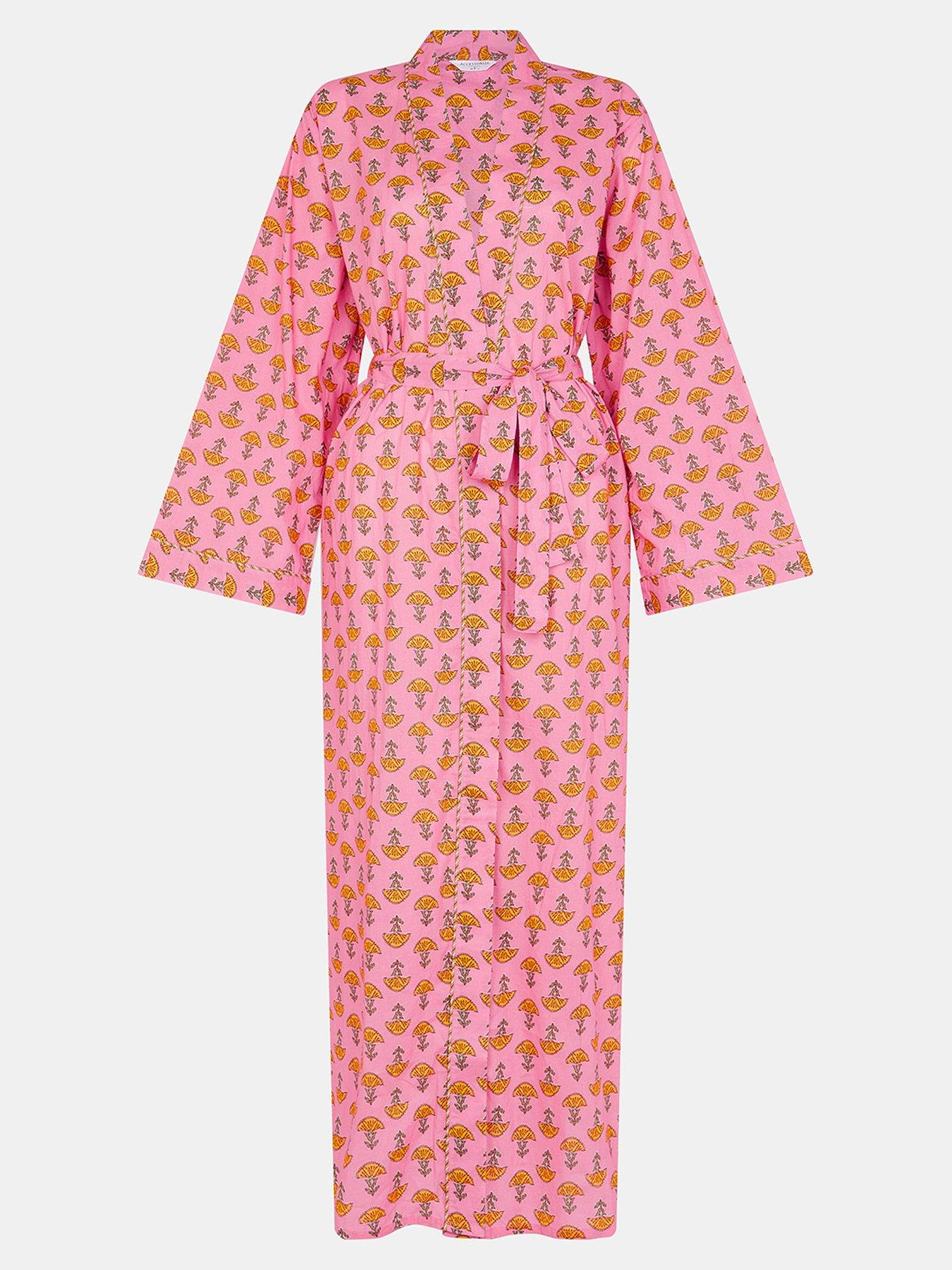 Image 3 of 4 of Accessorize Marigold Print Dressing Gown - Pink