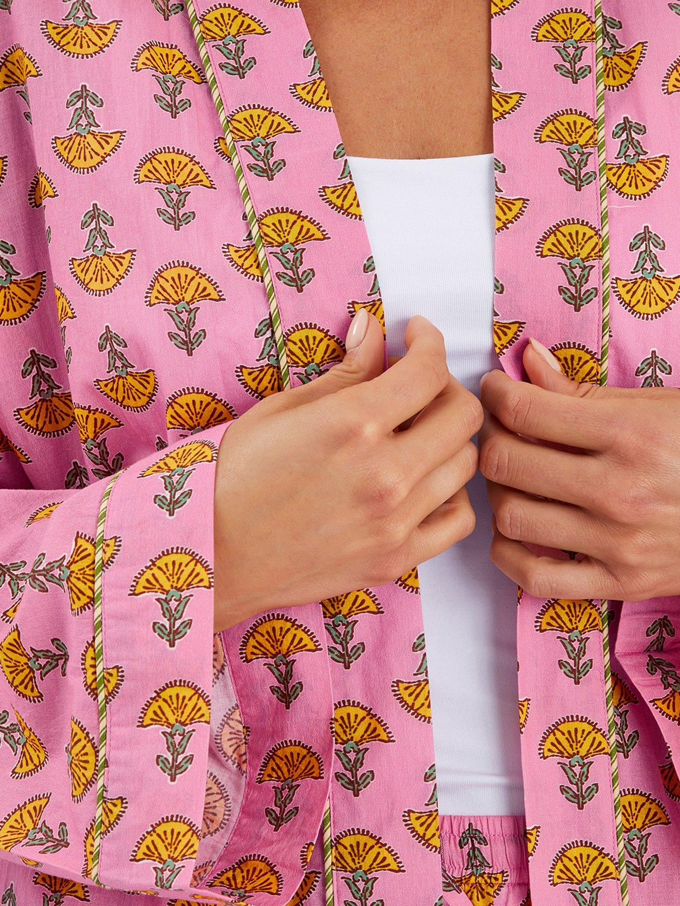Image 4 of 4 of Accessorize Marigold Print Dressing Gown - Pink