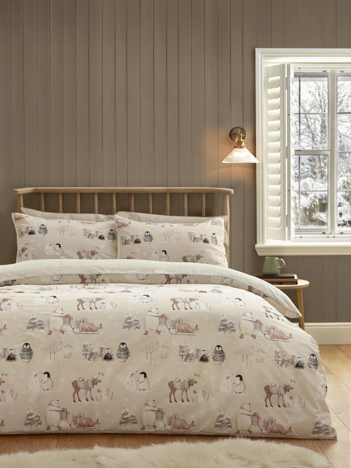 Catherine Lansfield Winter Friends Cosy Sherpa Duvet Set Natural