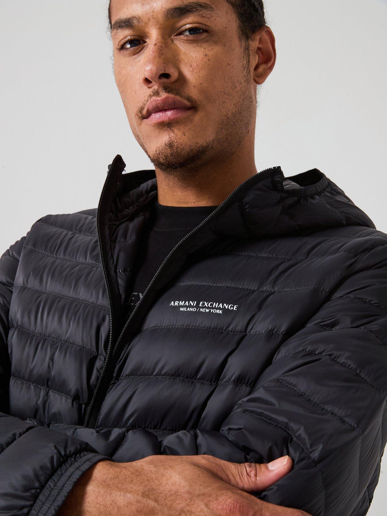 Armani Exchange Padded Hooded Jacket - Black | Very