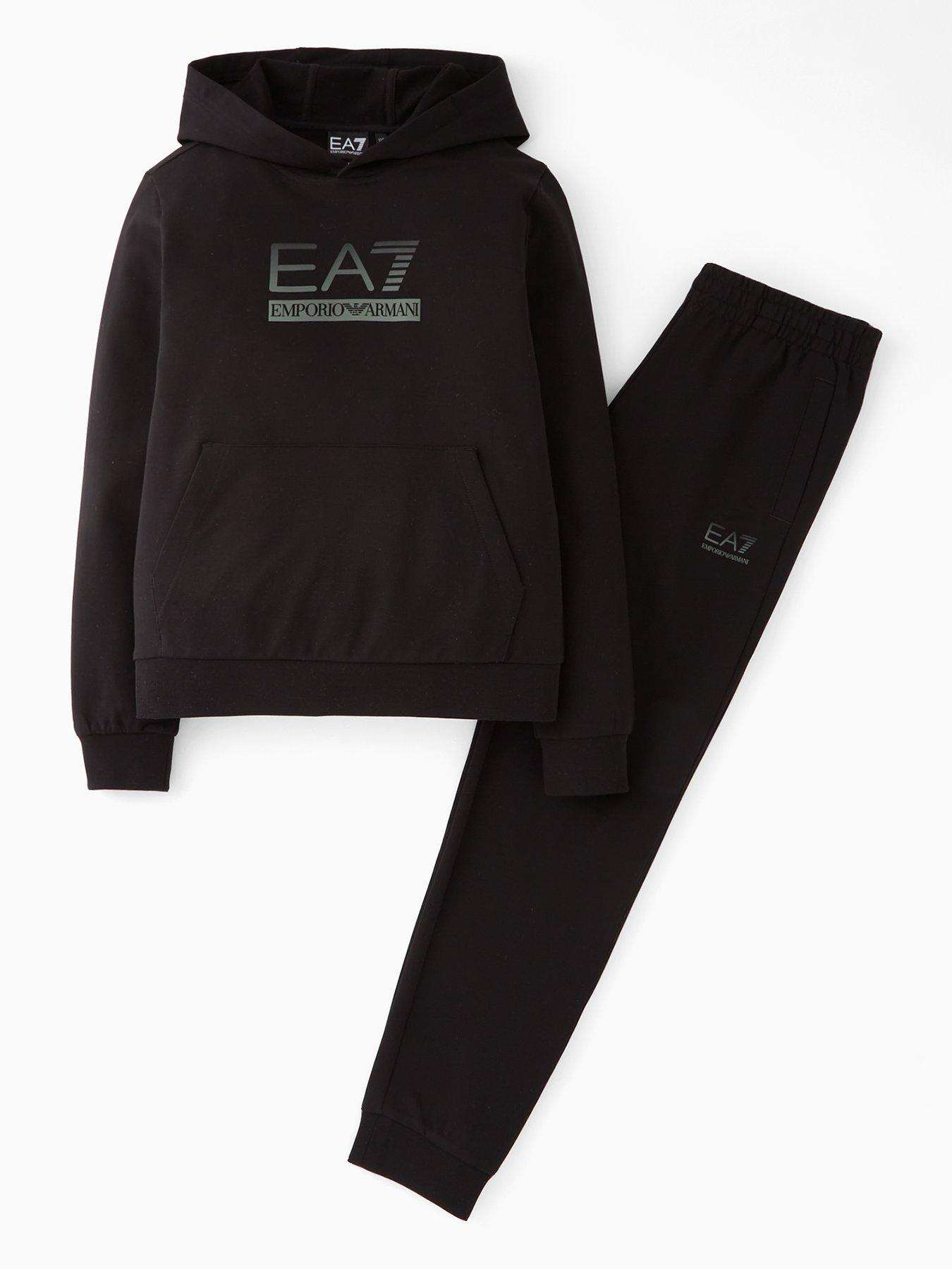 EA7 Emporio Armani Boys Train Visibility Hoodie Tracksuit - Black
