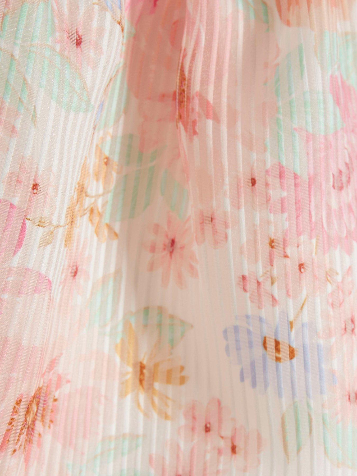 Image 3 of 4 of River Island Baby Girls Floral Bow Dress - Orange