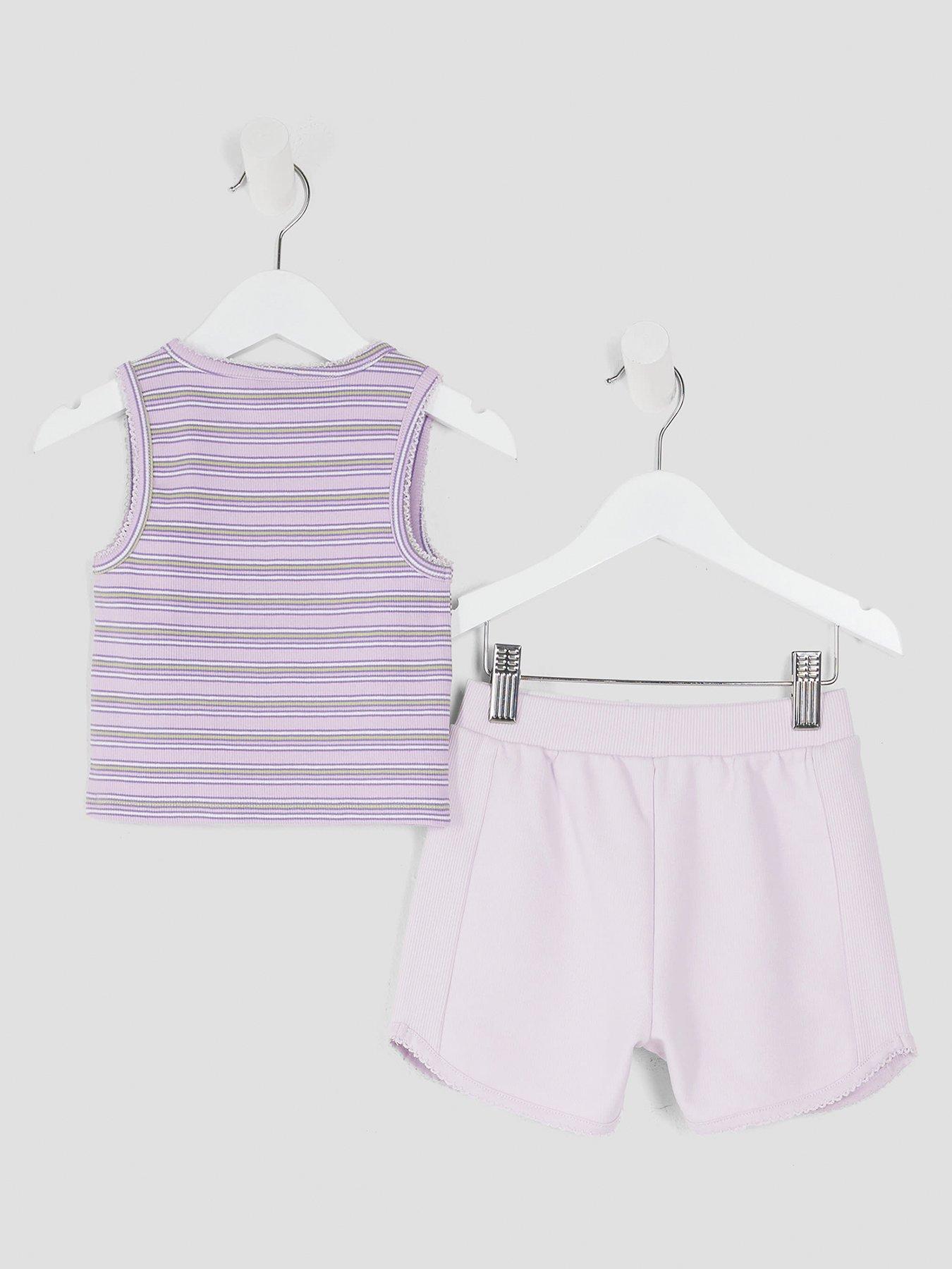 River Island Mini Girls Stripe Rib Set - Purple | Very