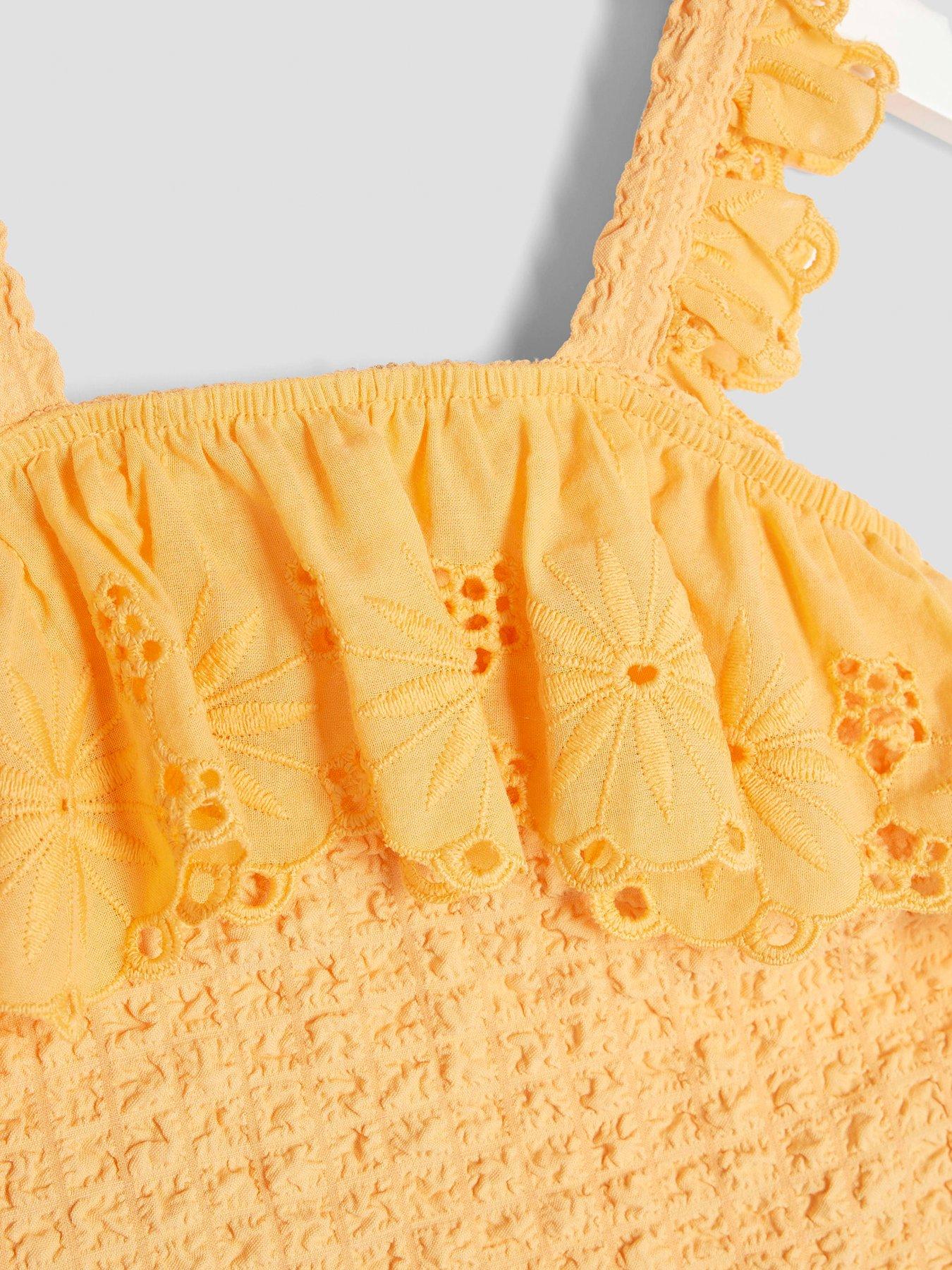 Image 3 of 4 of River Island Mini Mini Girls Textured Bardot Set - Orange