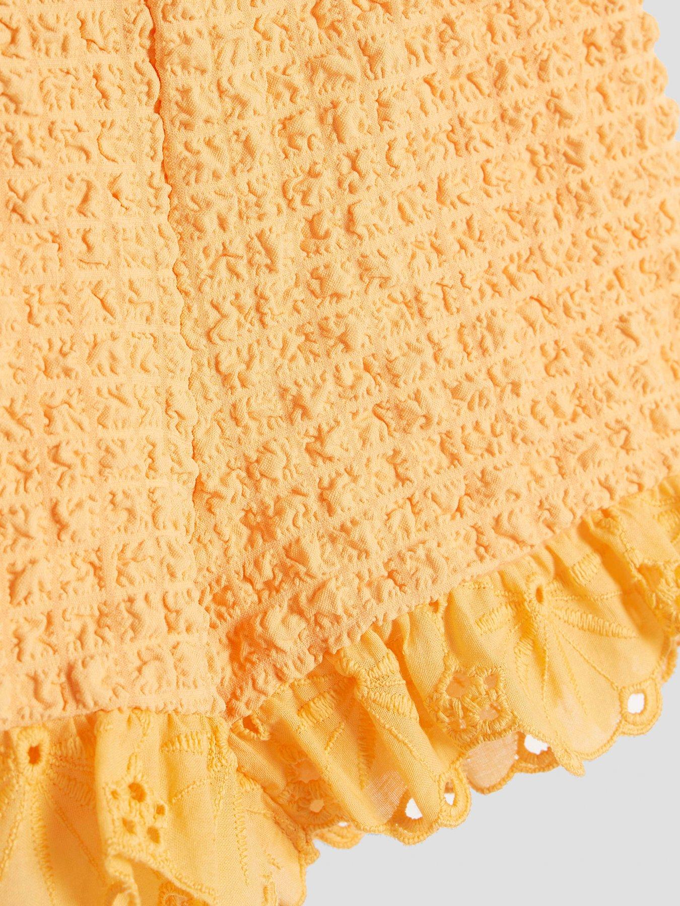 Image 4 of 4 of River Island Mini Mini Girls Textured Bardot Set - Orange