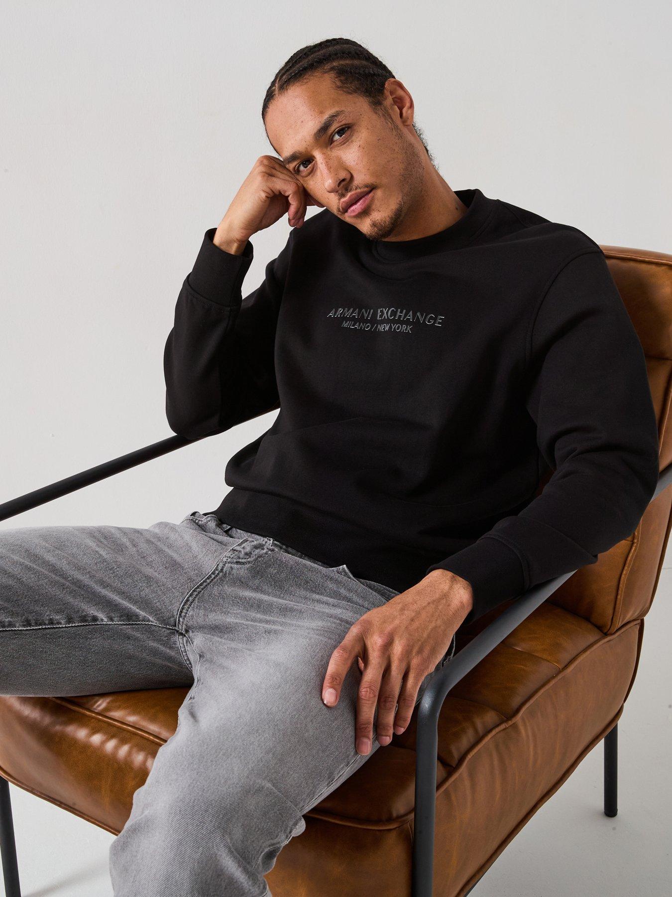 Armani Exchange: 3D Ny Milan Logo Crew Sweatshirt - Black