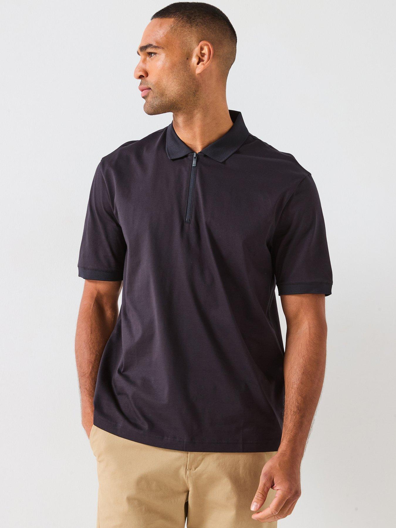 undefined Zip Neck Polo Shirt - Navy