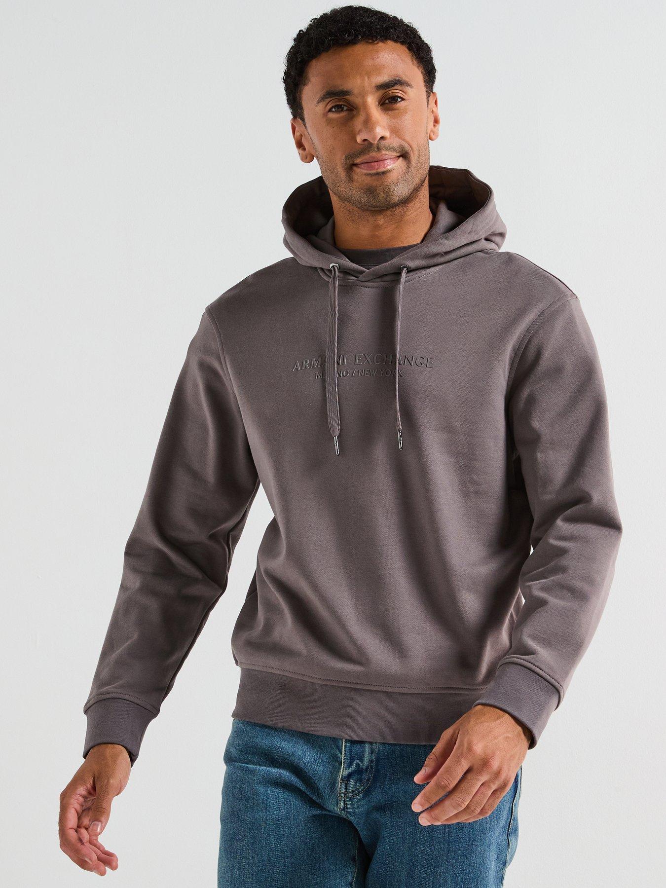 Armani Exchange 3D Ny Milan Logo Overhead Hoodie - Grey