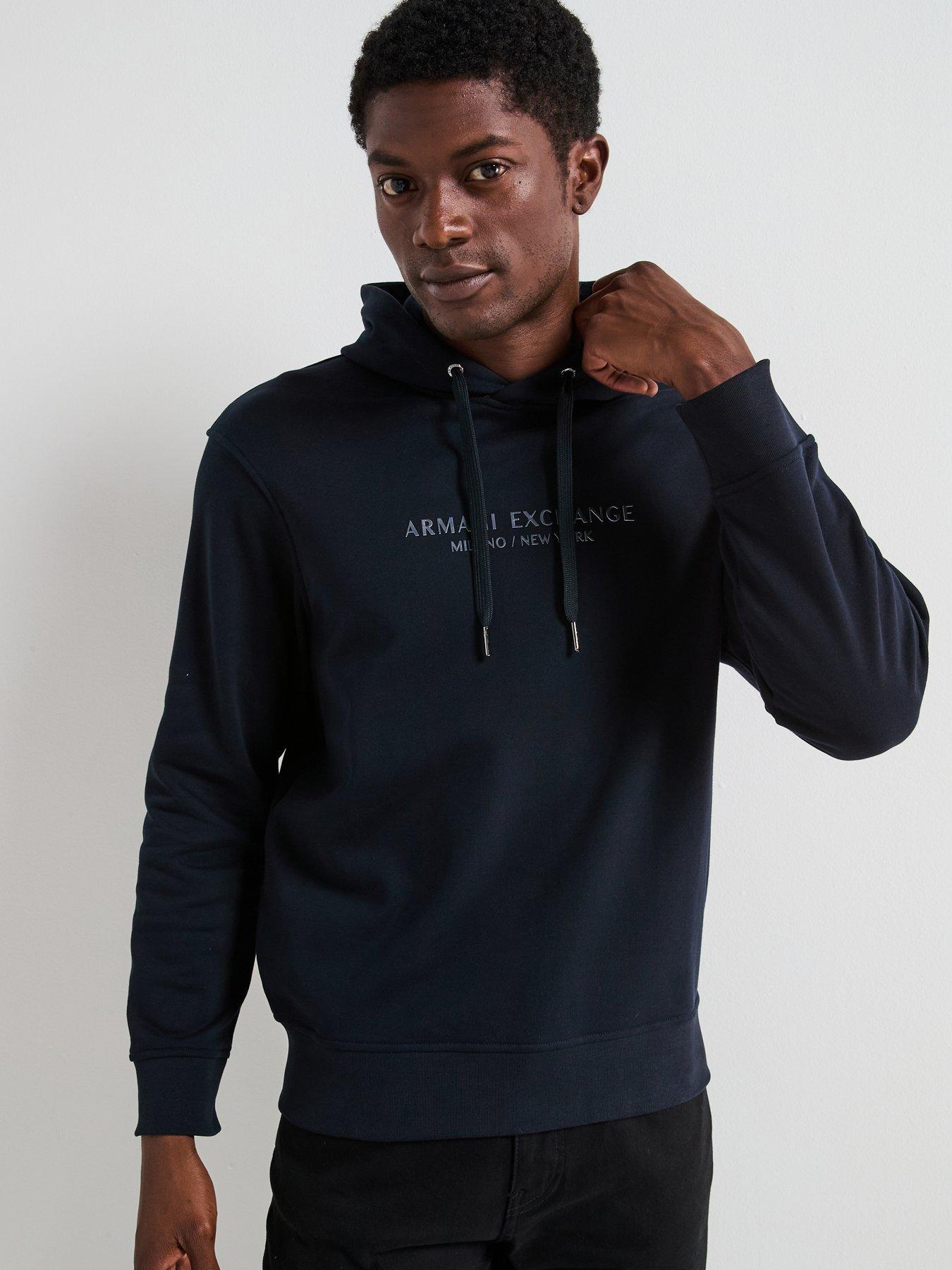 Armani Exchange 3D Ny Milan Logo Overhead Hoodie, Navy, Size S, Men