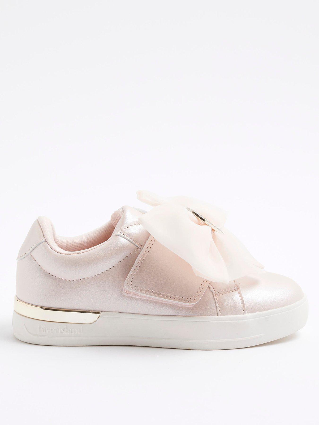River Island Older Girls Organza Bow Trainers Pink Very